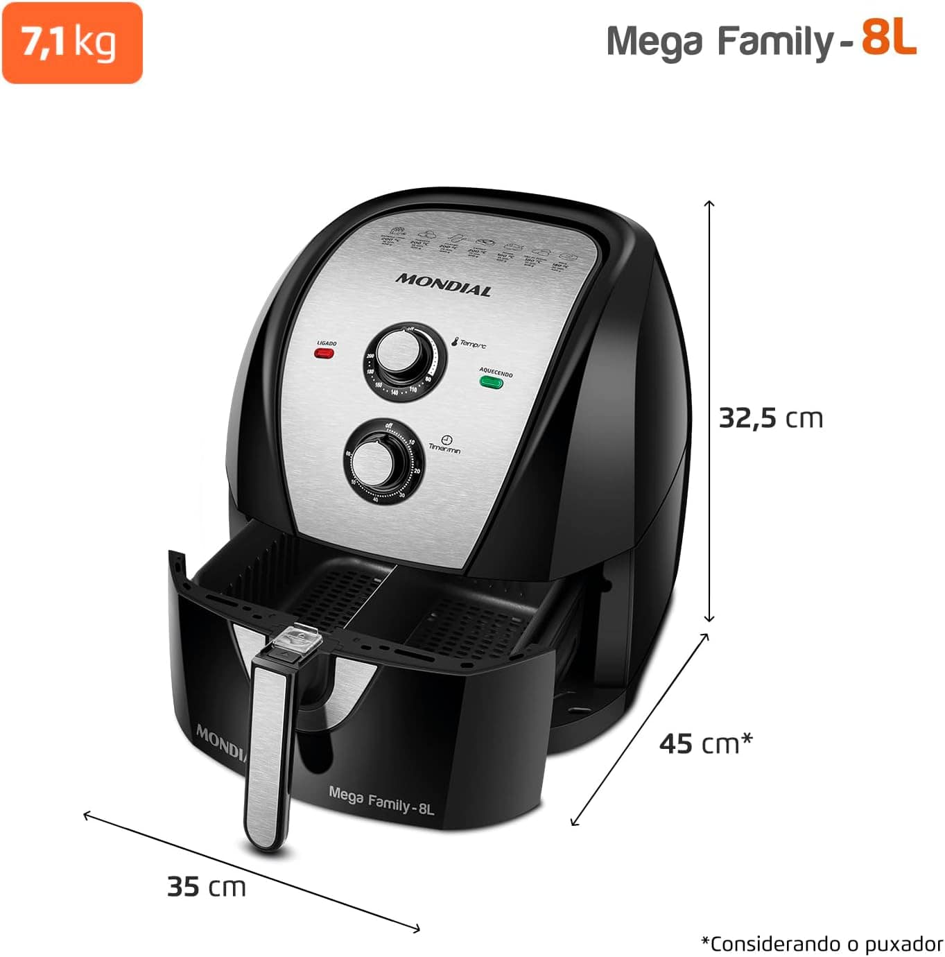 Fritadeira Sem Óleo Air Fryer 8L, Mondial, Preto/Inox, 1900W... | É bom mesmo? Descubra antes de comprar - Image 7