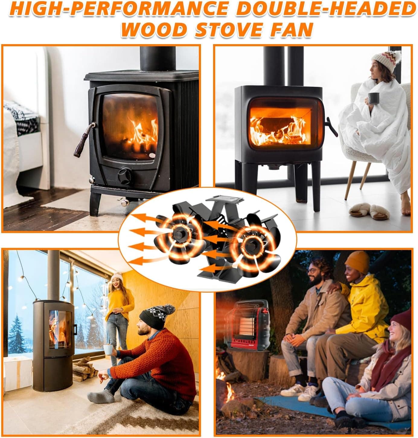 Ventilador fogão lenha ventiladores para chaminés com 12 pás... - Image 7