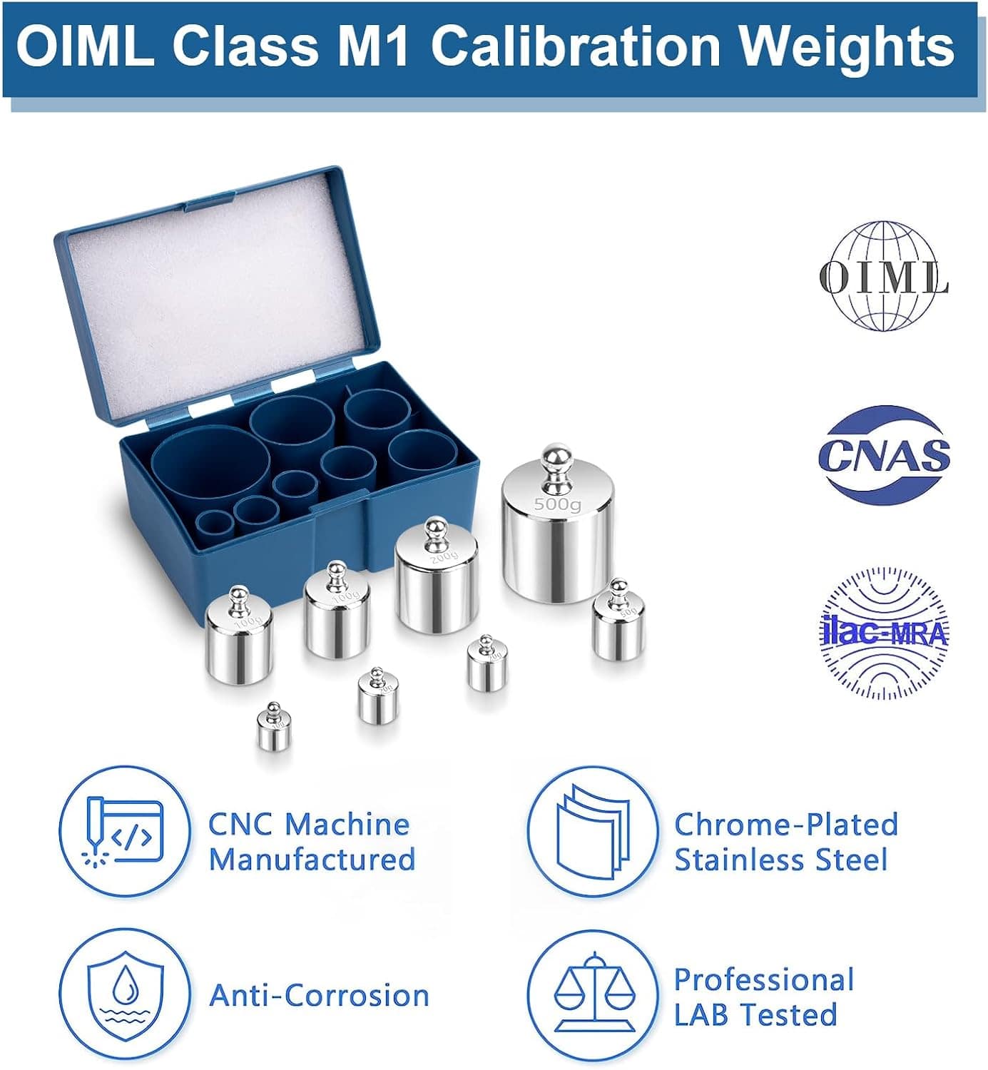 QP Pesos de Calibração 1000G, 8 Unidades Oiml Classe M1 Conj... - Image 3