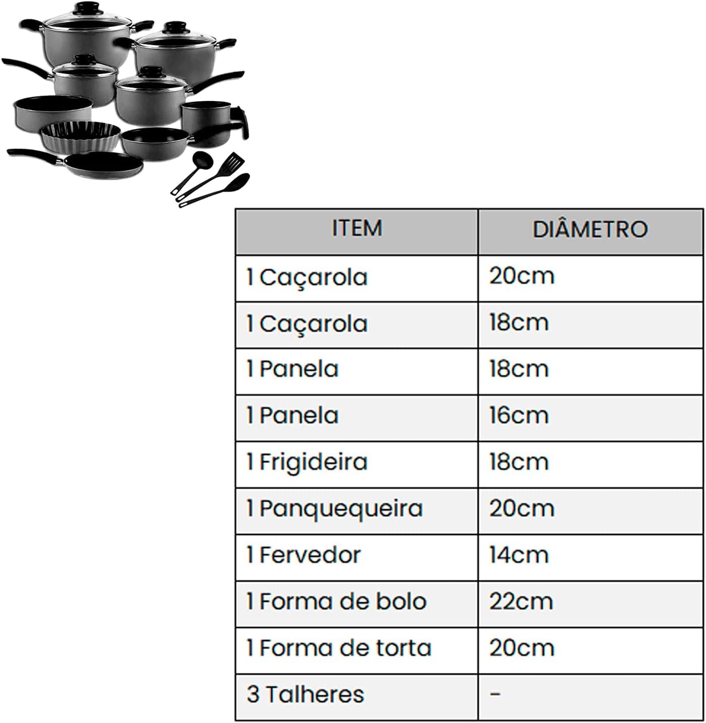 Conjunto Jogo de Panelas Antiaderente Teflon 12 Peças Tampa ... - Image 2