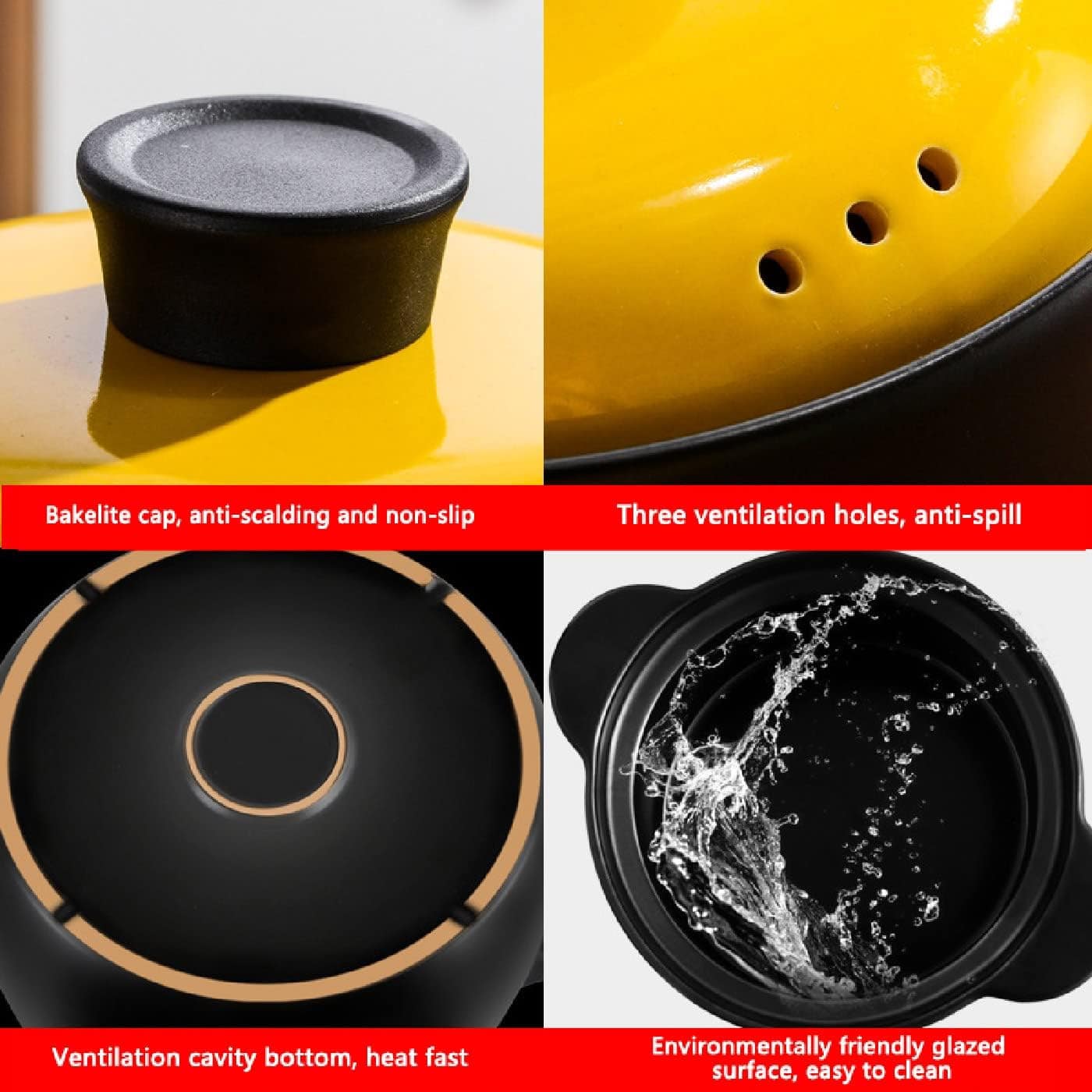 Panela de cerâmica à prova de vazamento panela de sopa total... - Image 8