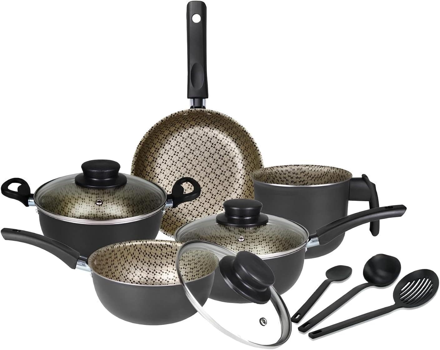 Conjunto de Panelas Antiaderente 8 Peças Tampa de Vidro (Cre...