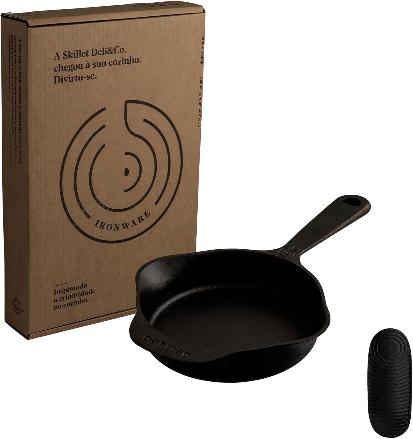 Frigideira de ferro Skillet 16cm, panela de ferro polida e p...