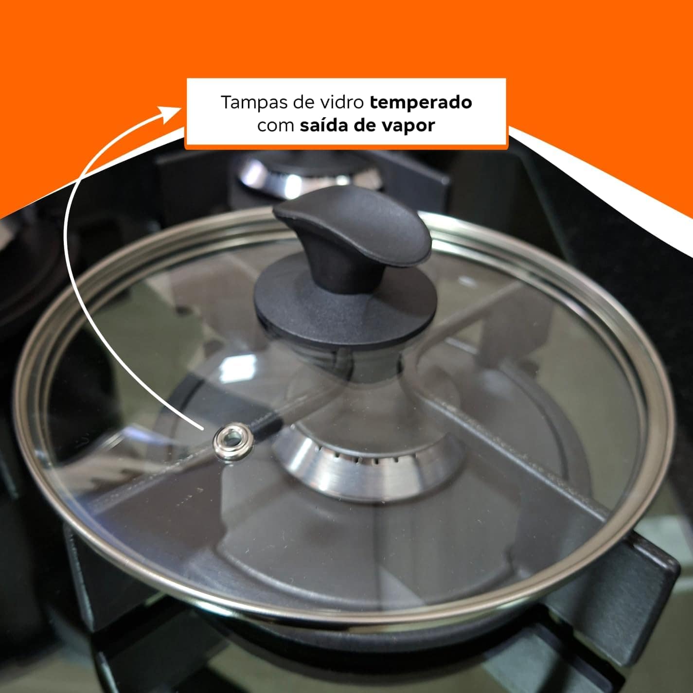 Jogo de Panelas Caçarolas Antiaderente 5 Peças com Tampa de ... - Image 4