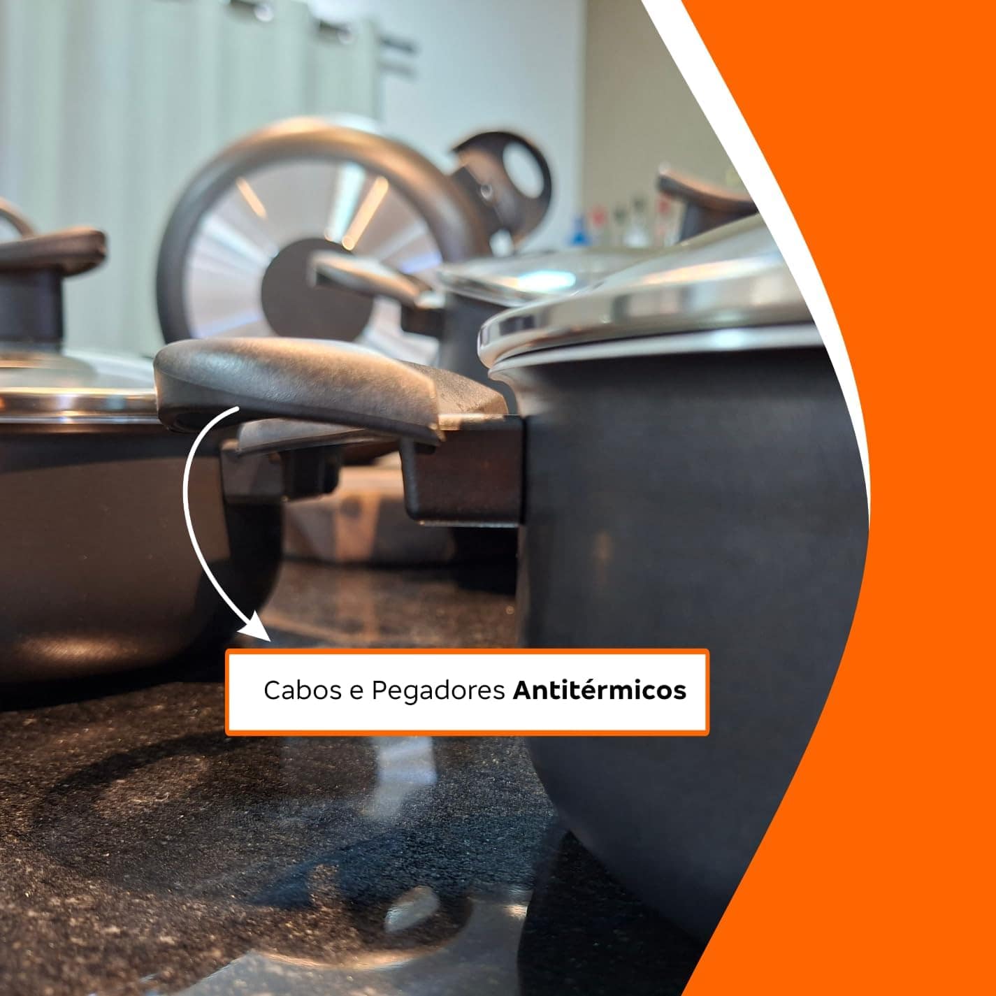 Jogo de Panelas Caçarolas Antiaderente 5 Peças com Tampa de ... - Image 2