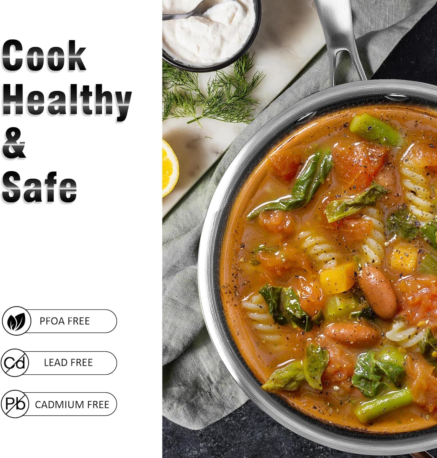 AuFranc Panela híbrida antiaderente de aço inoxidável de 2 ... - Image 4