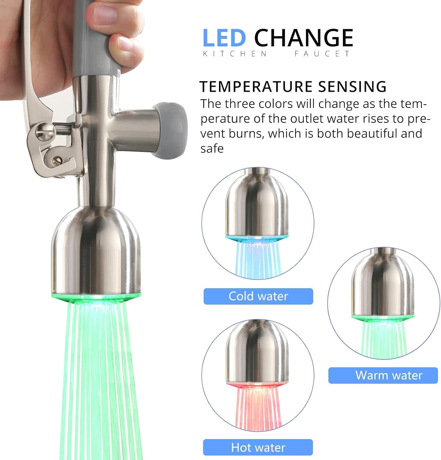 Torneira de cozinha de níquel escovado com alavanca única e ... - Image 8