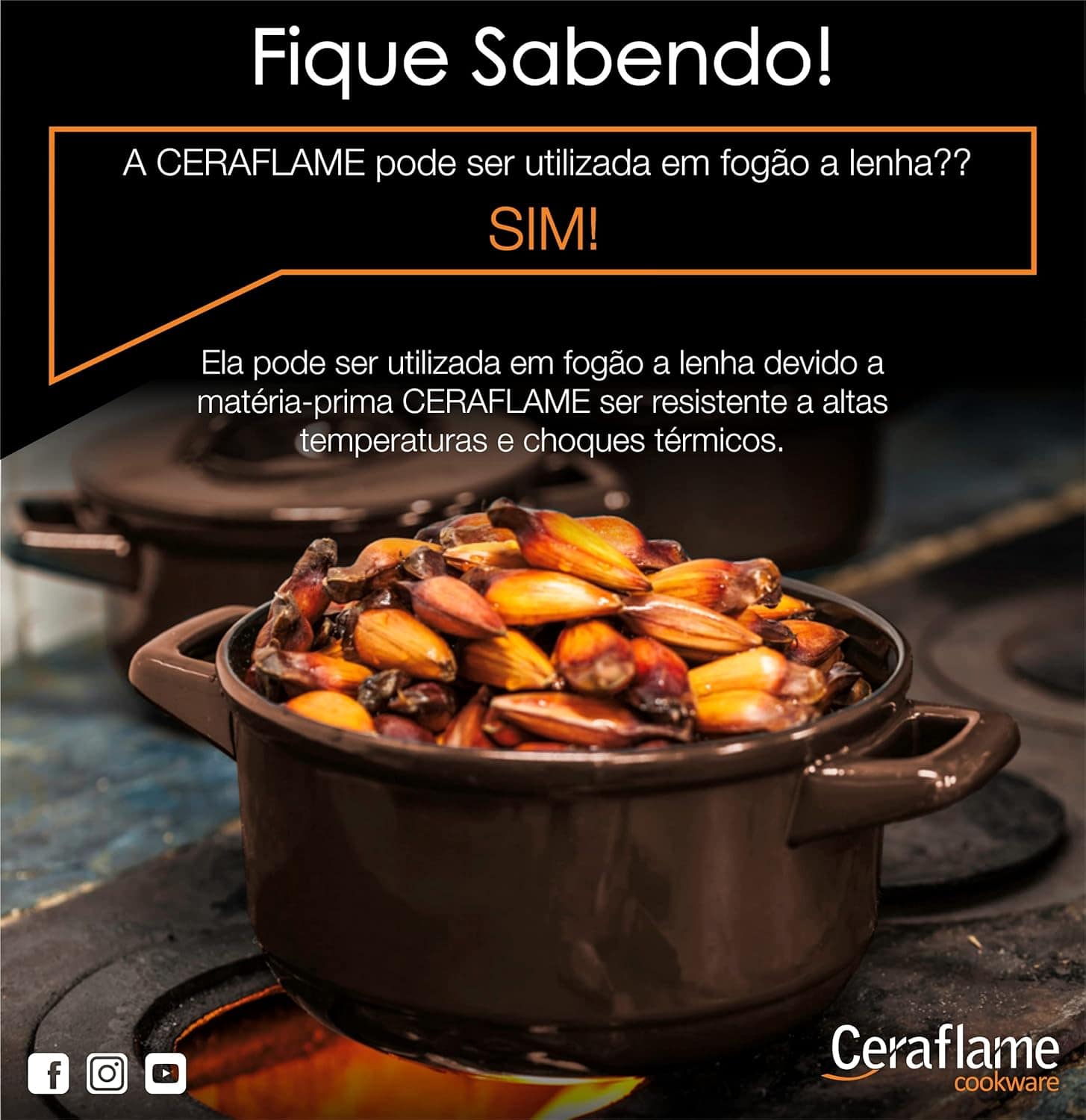 Ceraflame Caçarola de Cerâmica Duo 22cm 3,2 Litros Chocolate - Image 3