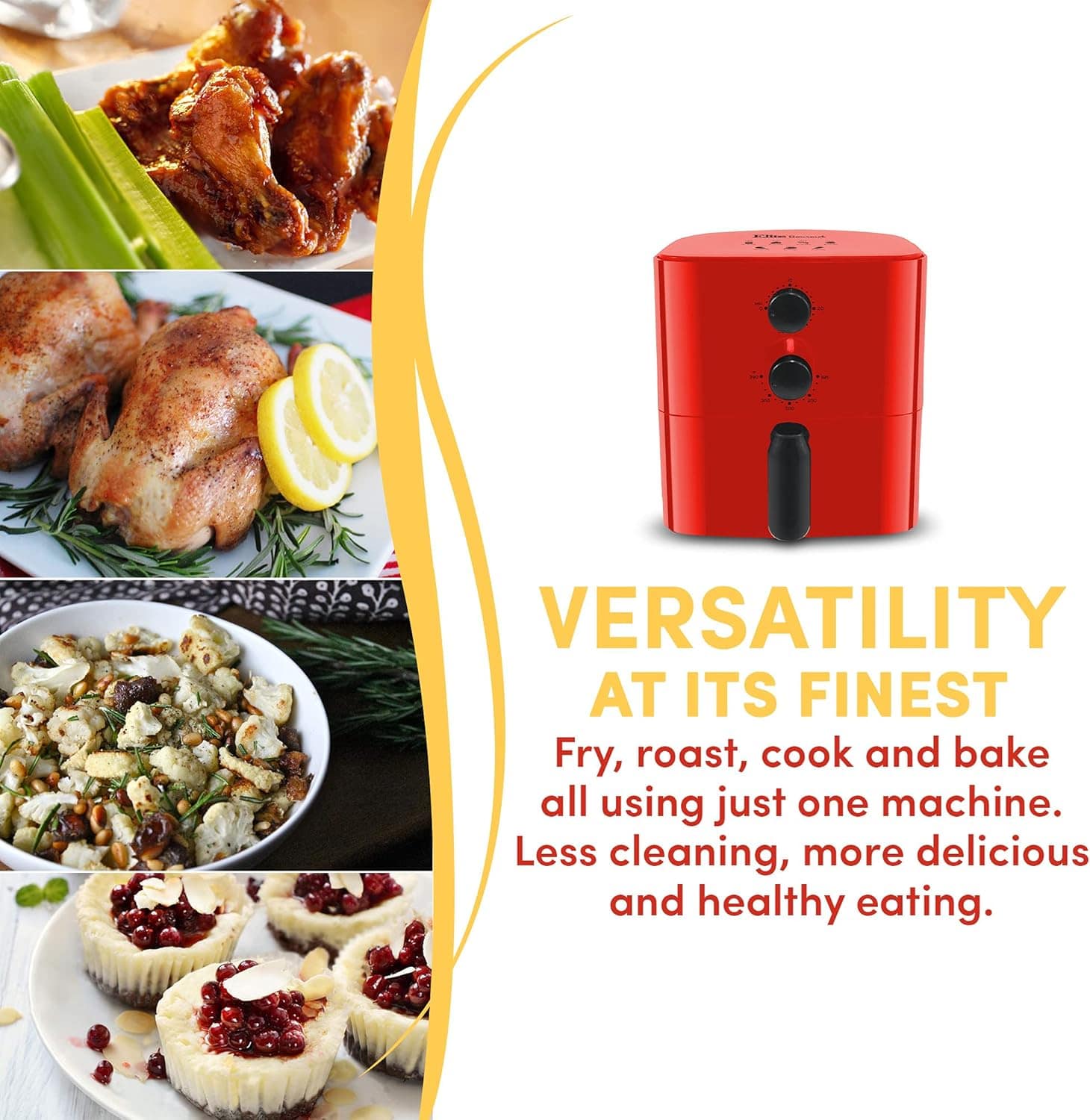 Elite Gourmet EAF-3218R Fritadeira elétrica de ar quente com... | É bom mesmo? Descubra antes de comprar - Image 3