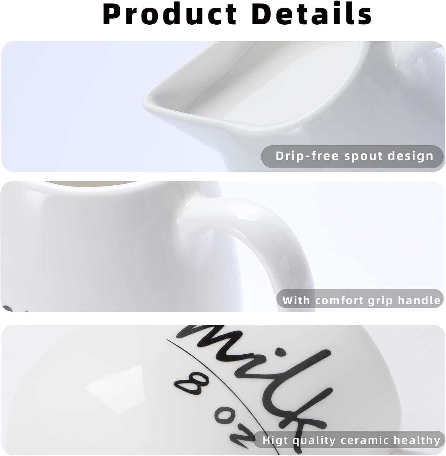 Jarro de creme com alça, recipiente de cerâmica para leite, ... - Image 3