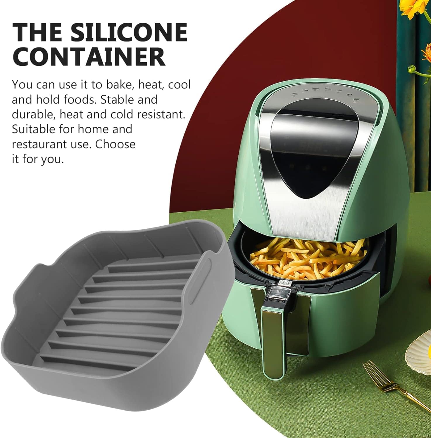 Placa De Grelha De Goma Acessórios Para Forno Airfryer Bande... - Image 5