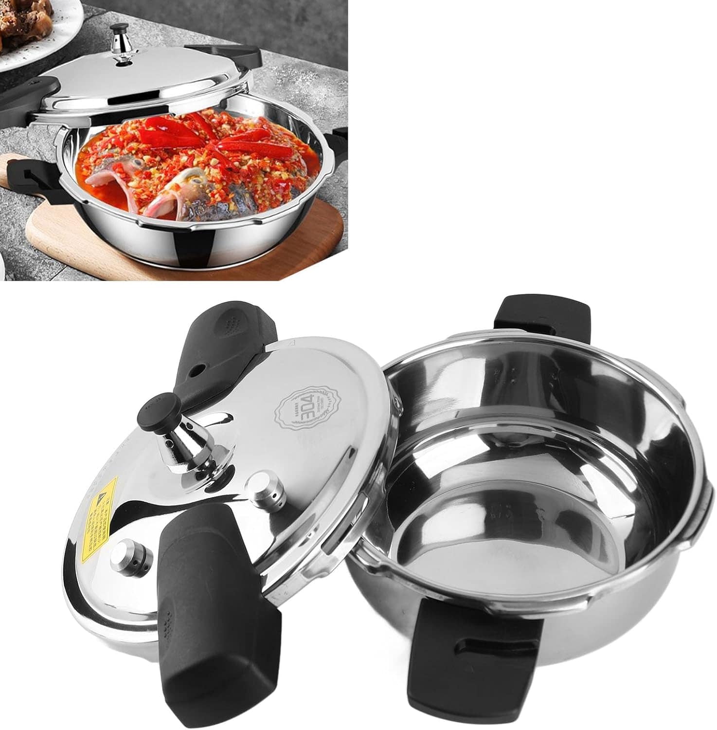 Panela de Pressão de Aço Inoxidável, Panela de Pressão Peque...