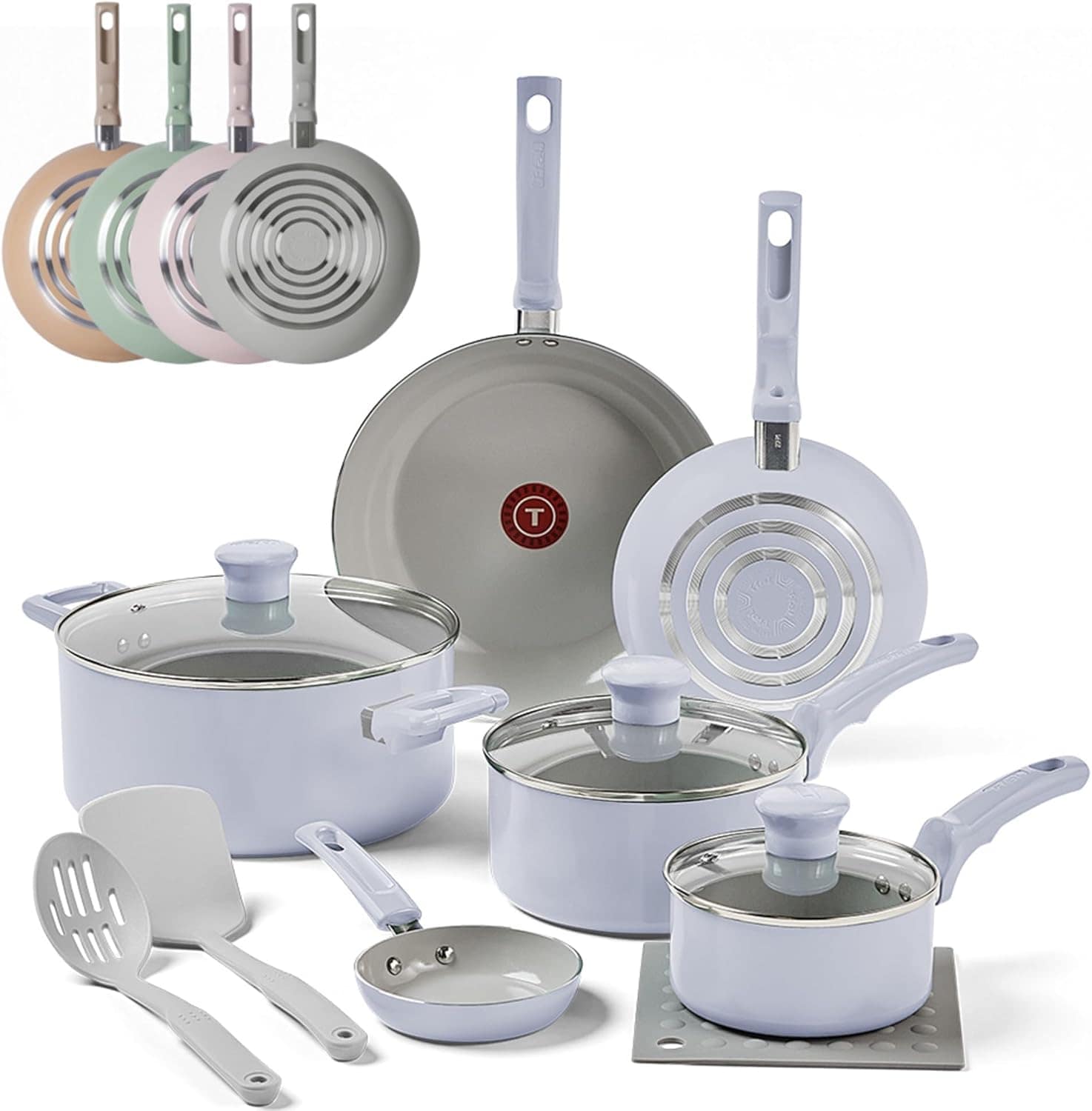 Jogo de Panelas Tefal Refresh Ceramic Azul Ártico 6 Peças co...