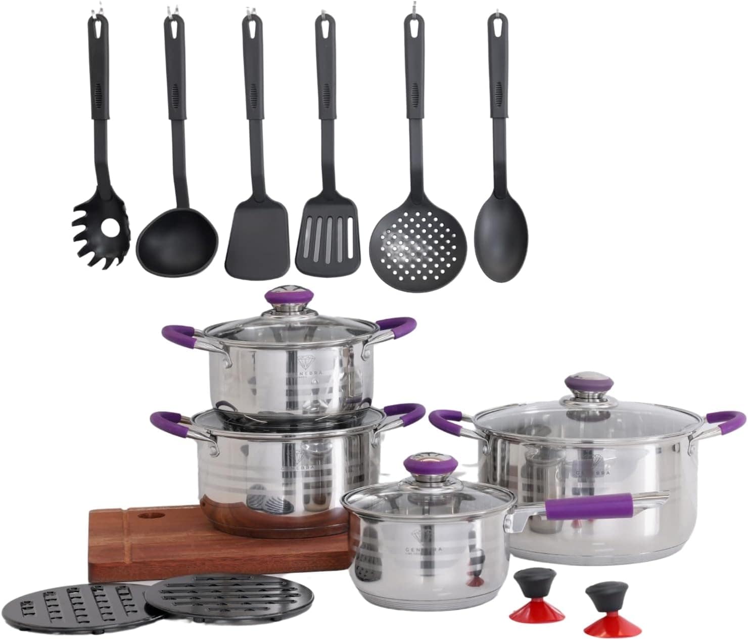 Jogo de Panelas Antiaderentes, 18/10, 18 Peças, Panelas para...