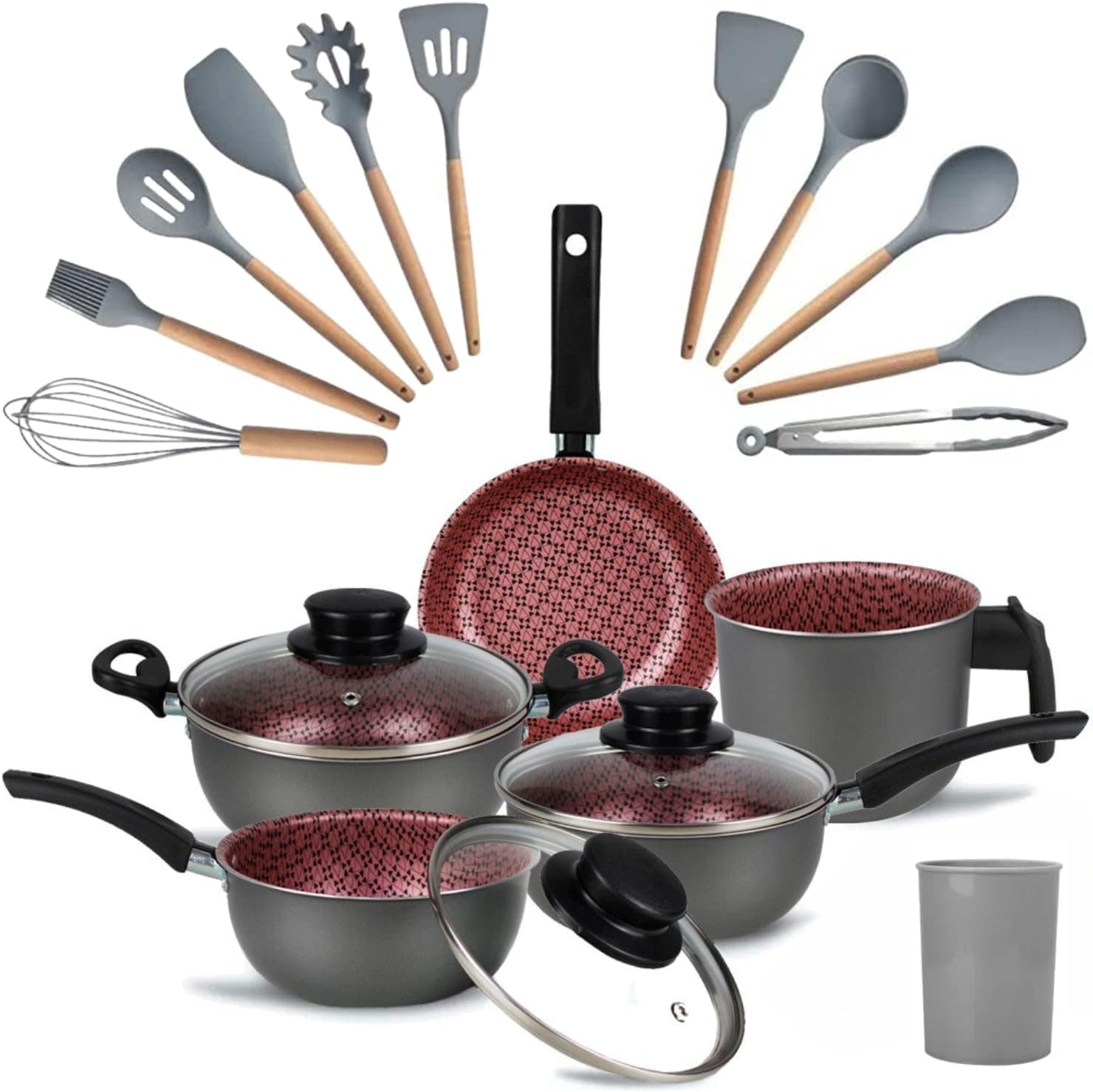 Conjunto de Panelas Antiaderente de 17 Peças com Colheres de... - Image 2