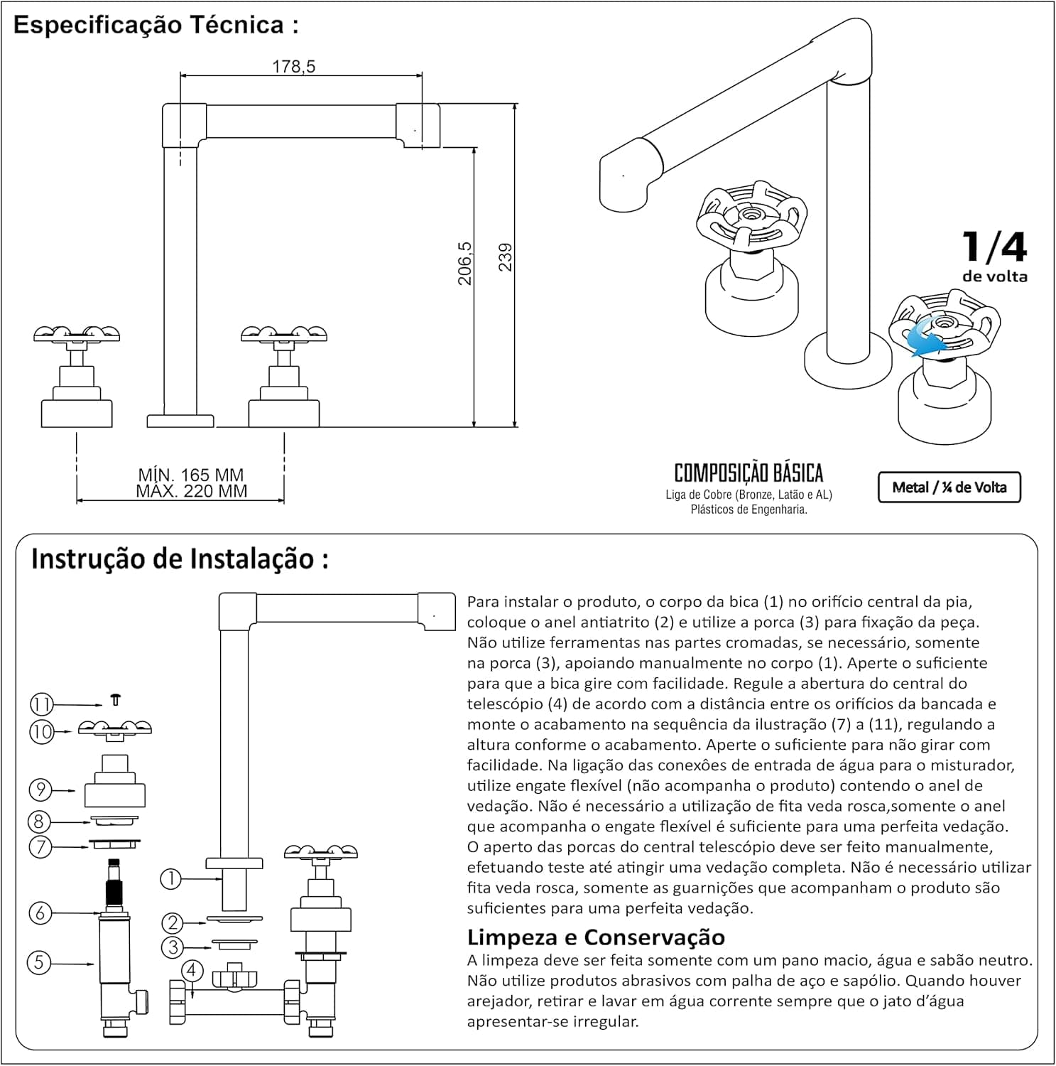Torneira Pia Misturador Lavatório Bancada Mesa Industrial Ru... - Image 7