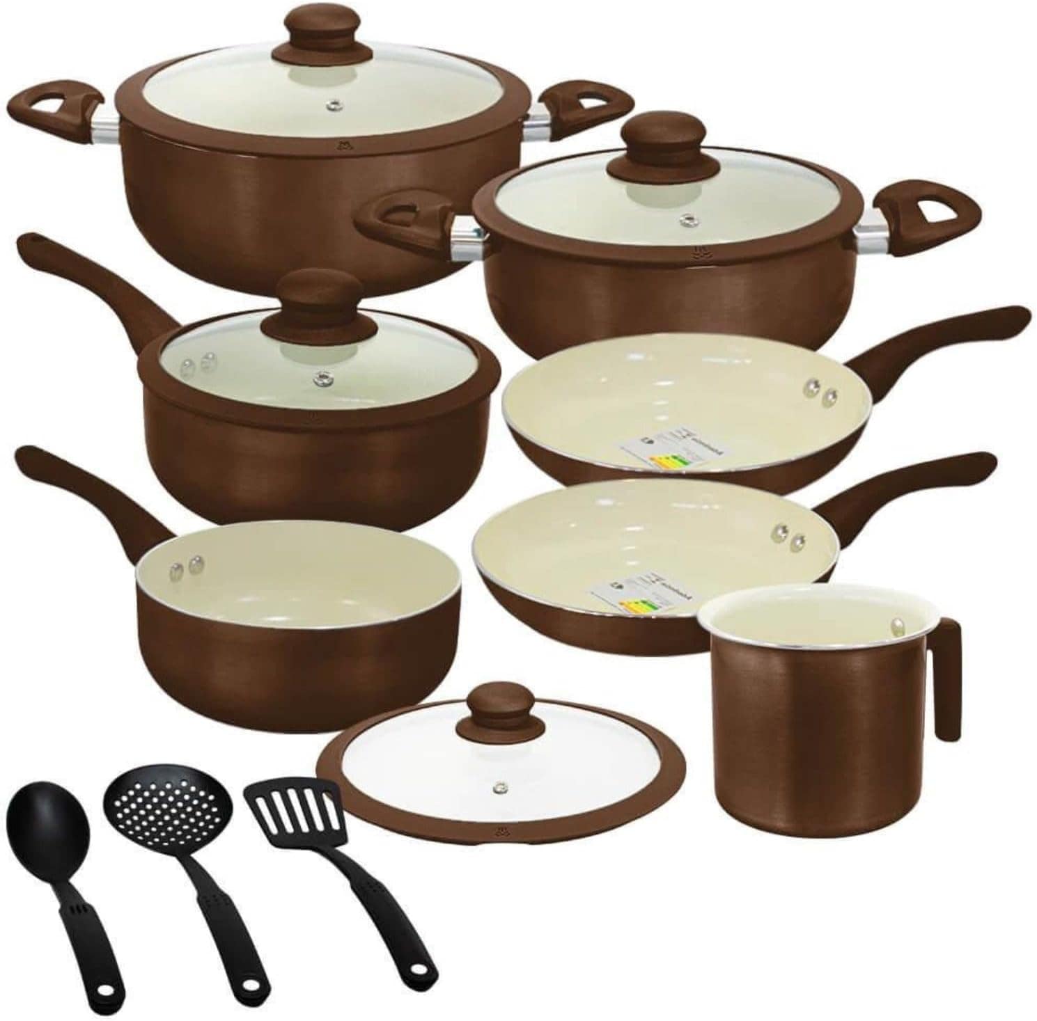 Conjunto De Panelas de Indução Roma Marrom Plus 2,5mm Casa A...