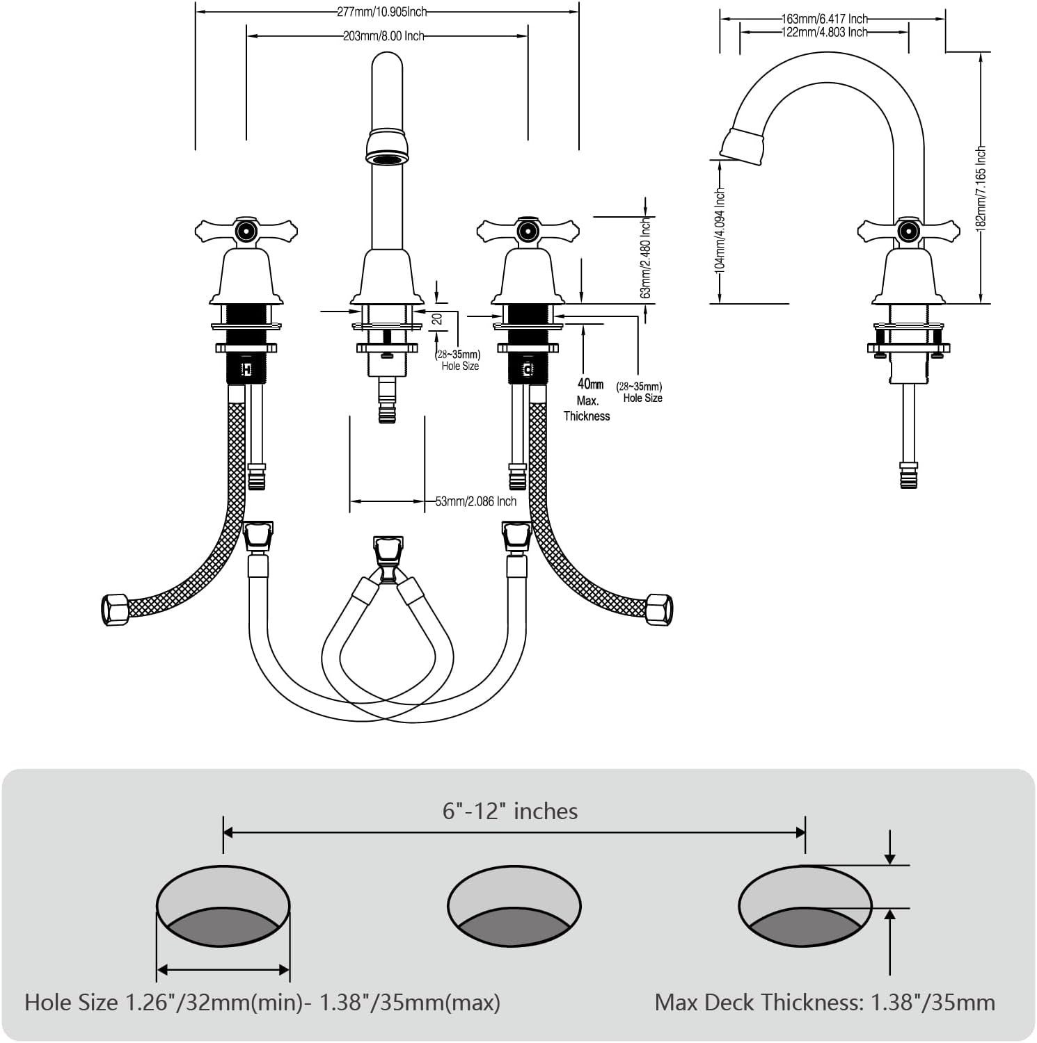 RKF Torneira de pia de banheiro generalizada com duas alças ... - Image 8