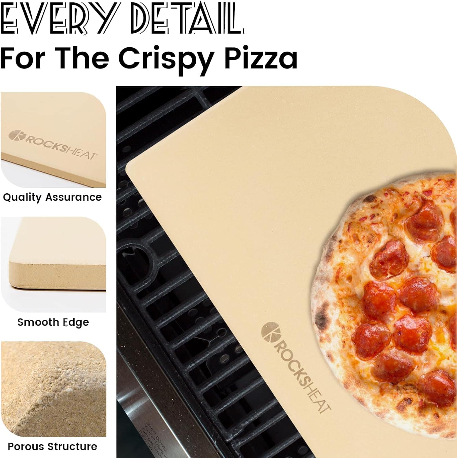 ROCKSHEAT pedra de pizza, retangular extra grande 23,6 "x 15... - Image 4