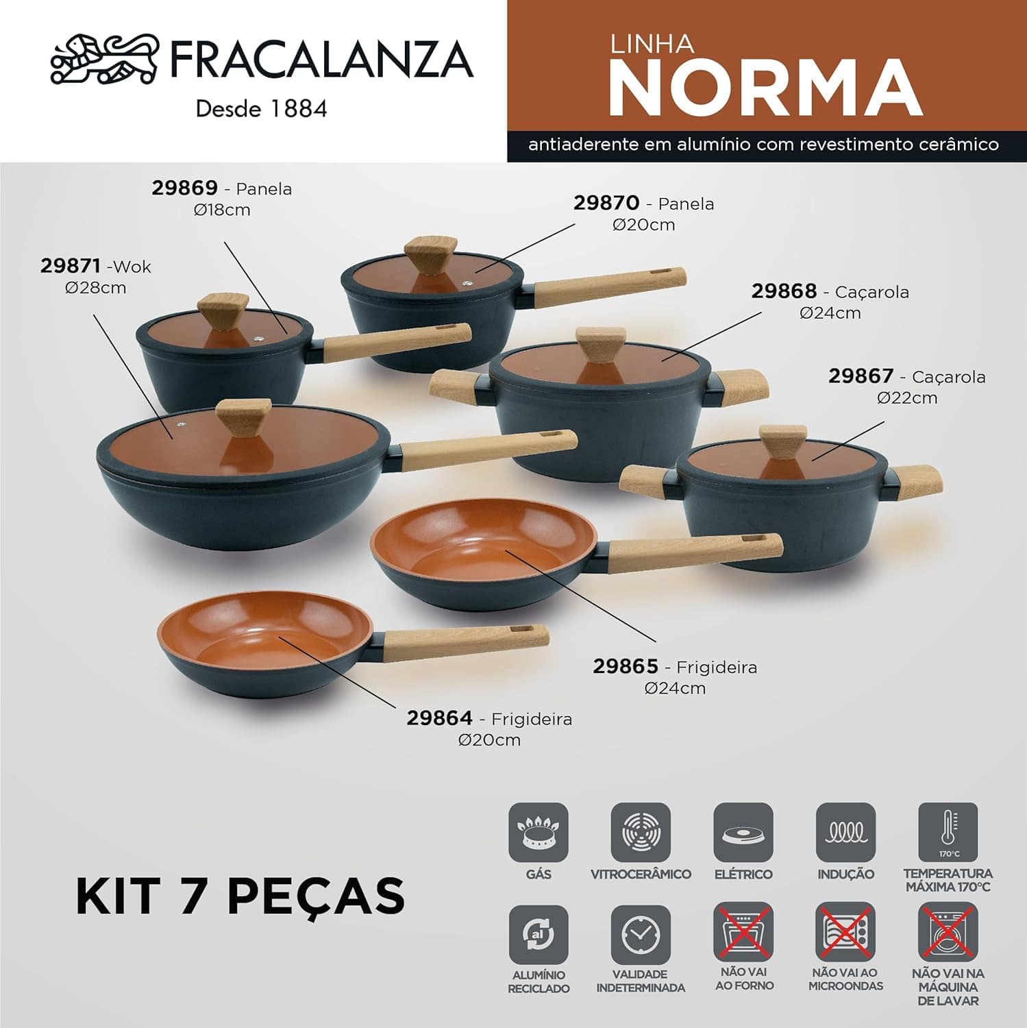 Jogo De Panelas Revestimento Cerâmico Indução Preto 7 Peças ... - Image 3