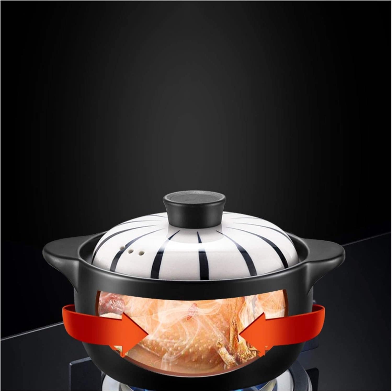 Panela de sopa com tampa Caçarola resistente de cerâmica de ... - Image 4