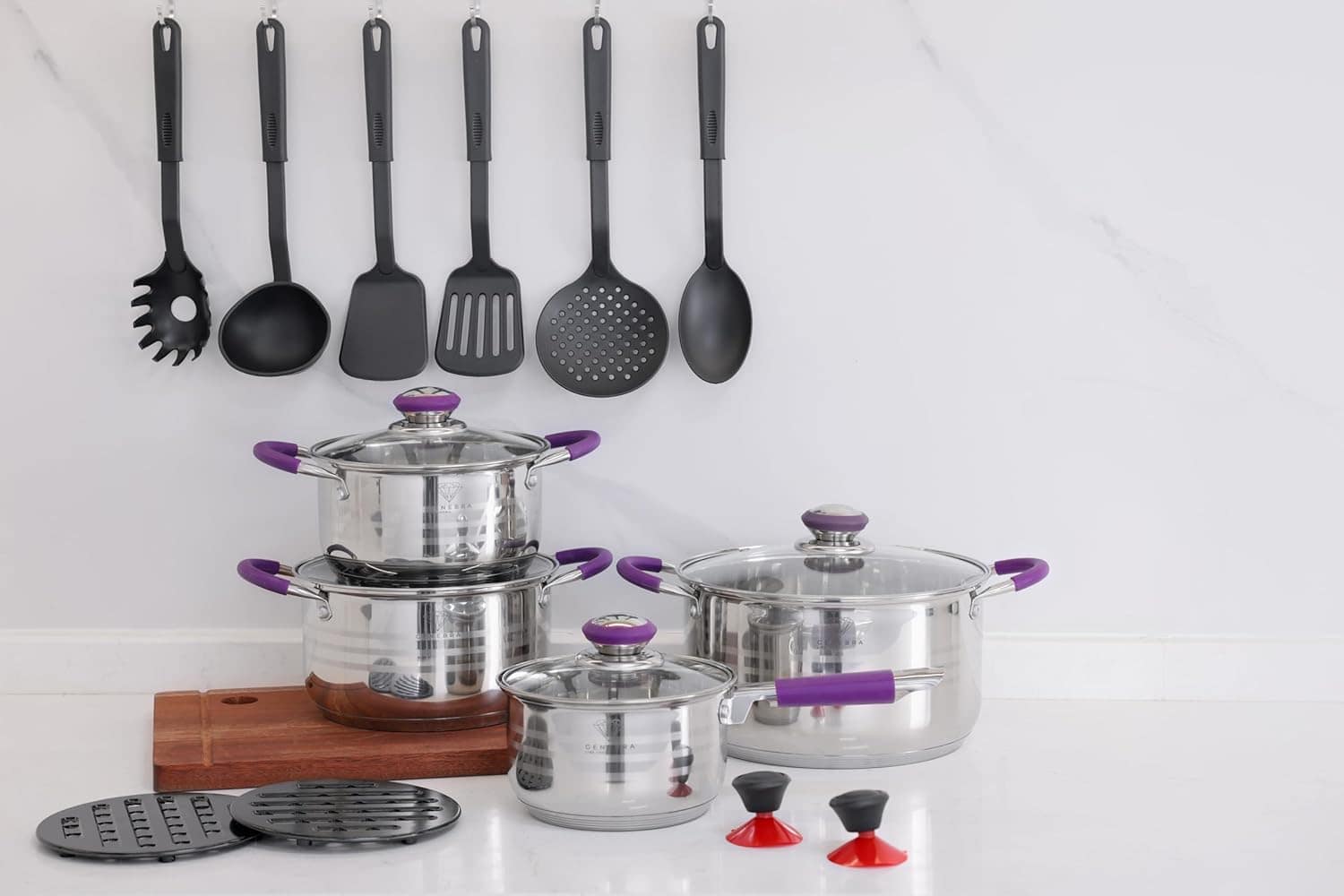 Jogo de Panelas Antiaderentes, 18/10, 18 Peças, Panelas para... - Image 6