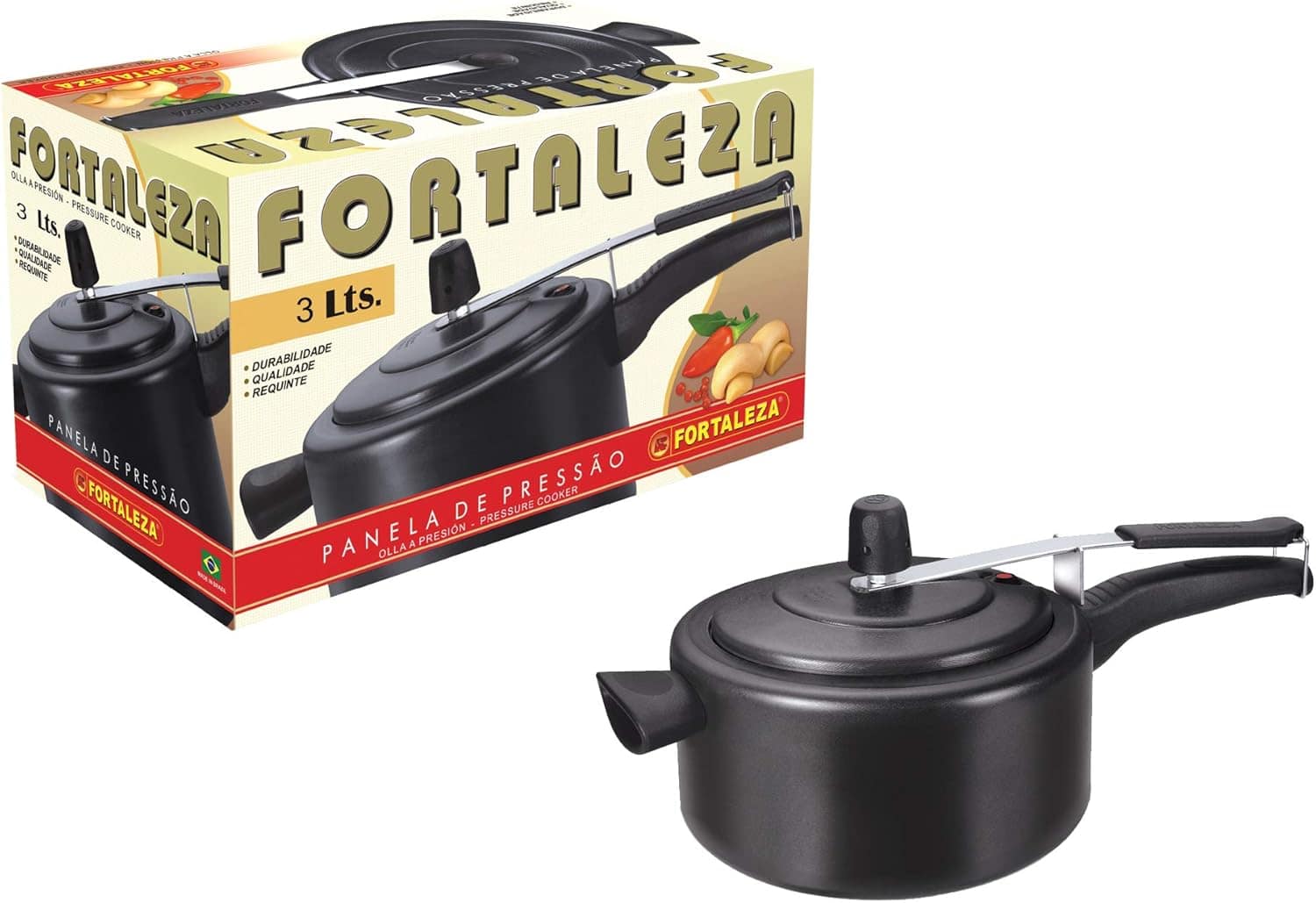 Panela Pressão 3. 0 Alumínio Fortaleza Preto - Image 2