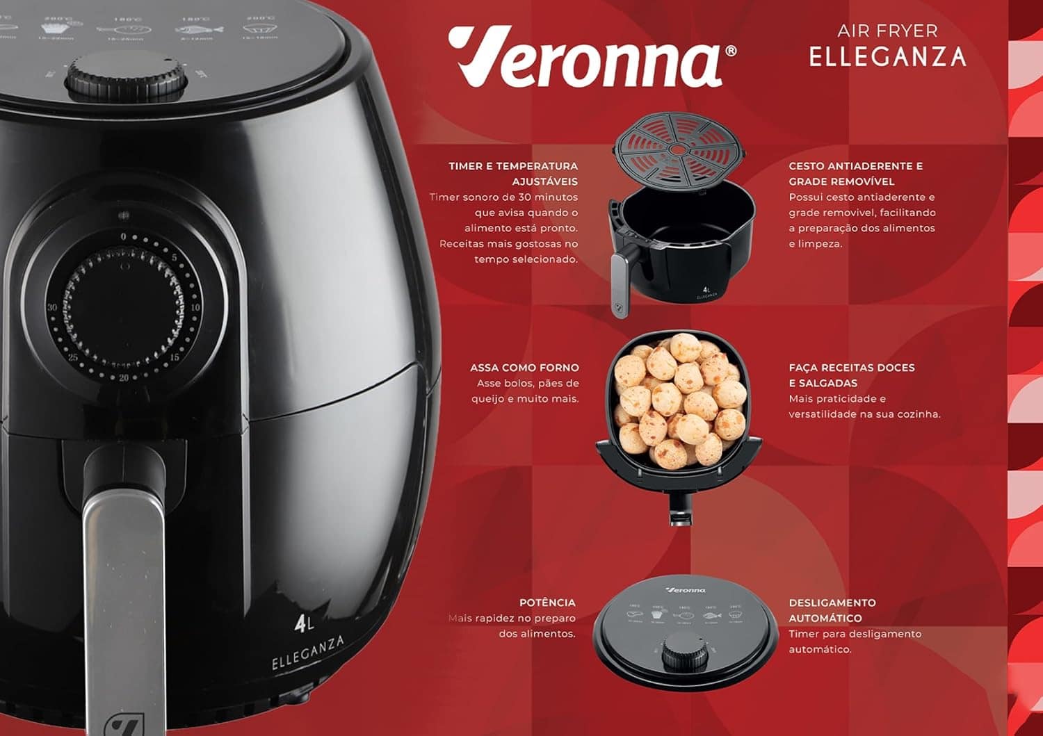 Fritadeira Sem Óleo Air Fryer 4l Veronna Elleganza Vaf1400 C... | É bom mesmo? Descubra antes de comprar - Image 7