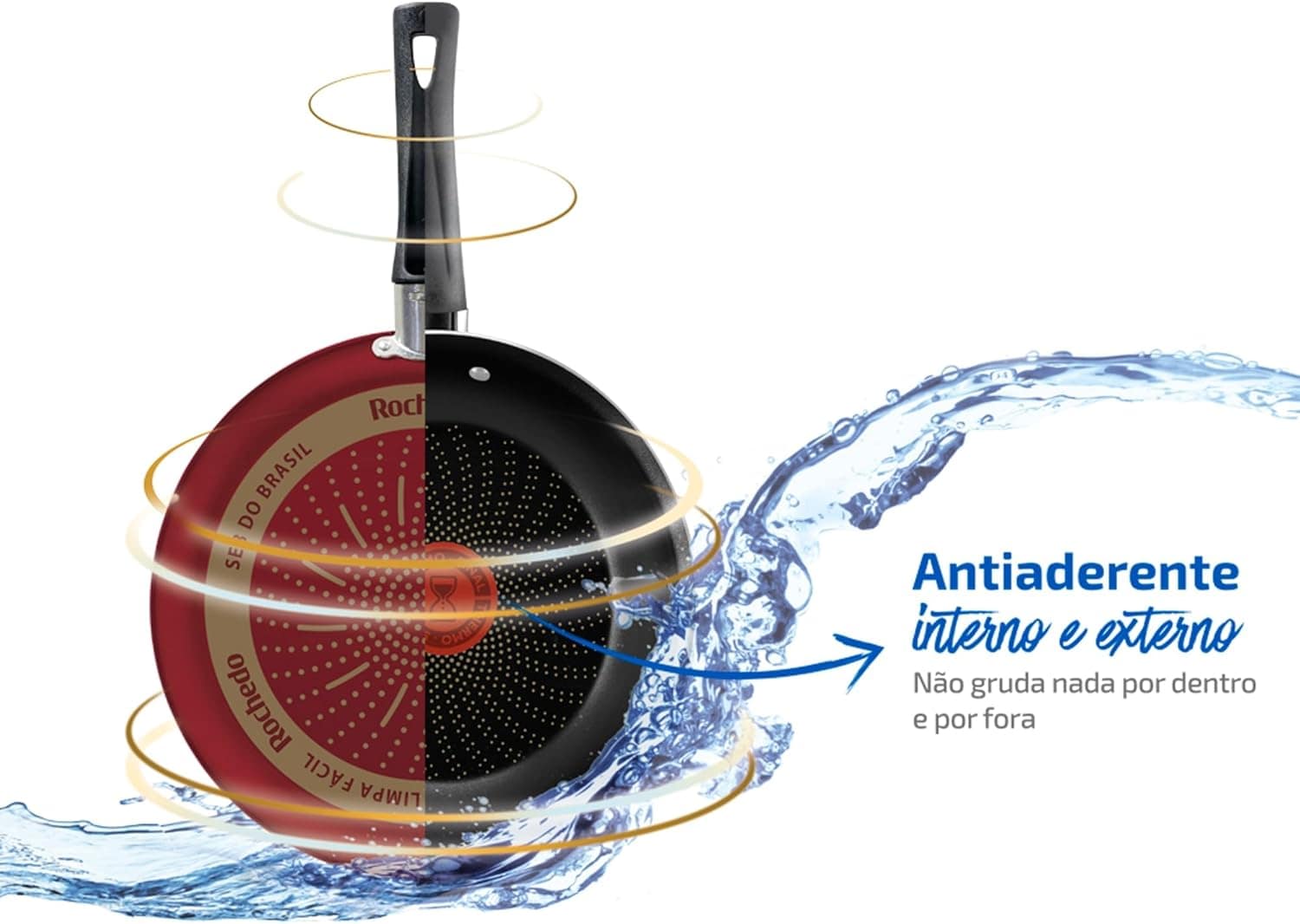 Frigideira Funda Rochedo Limpa Fácil Vermelho 22cm - Image 3