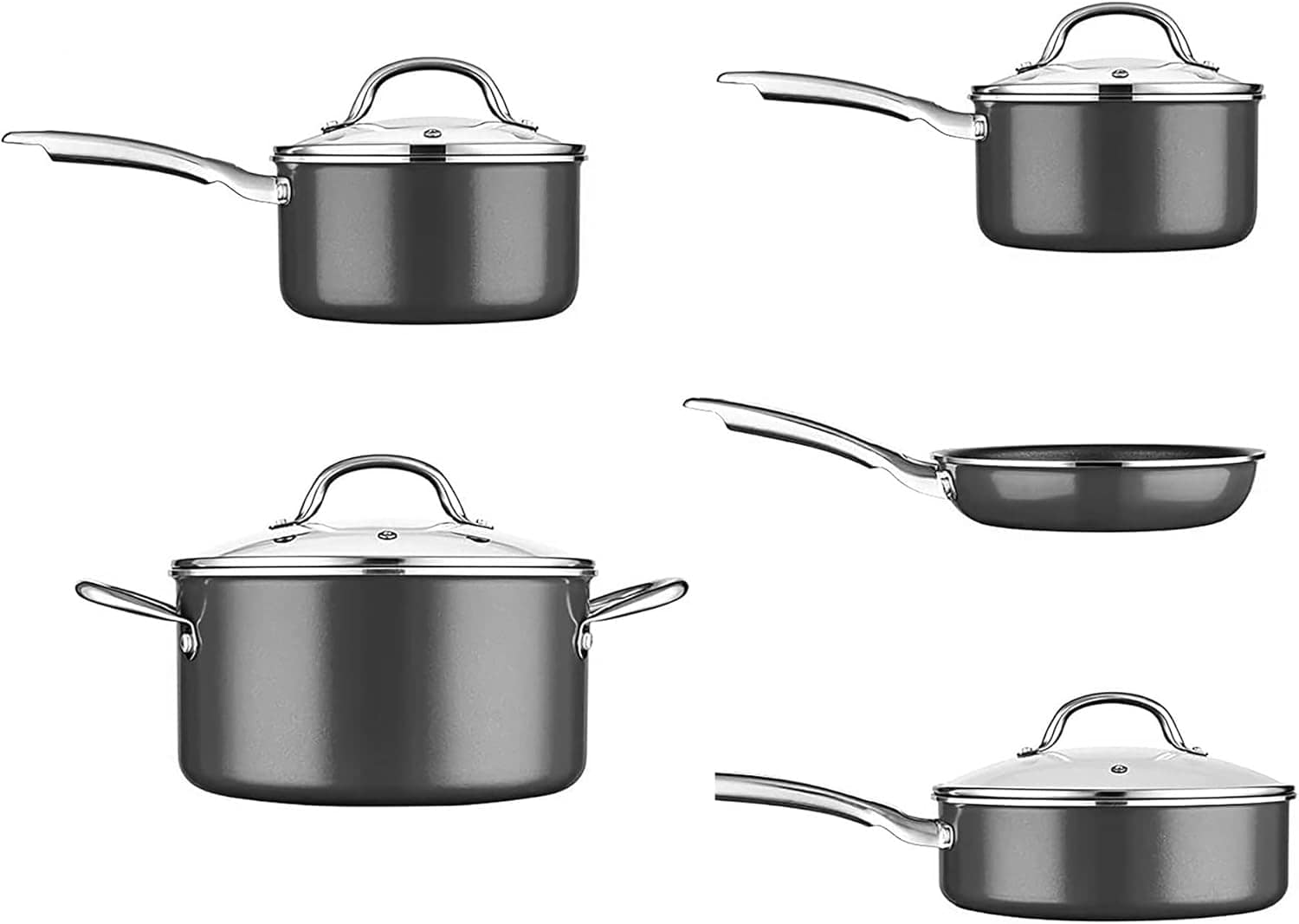 5 Panelas Antiaderentes de Indução Ultimate Kenya Preto