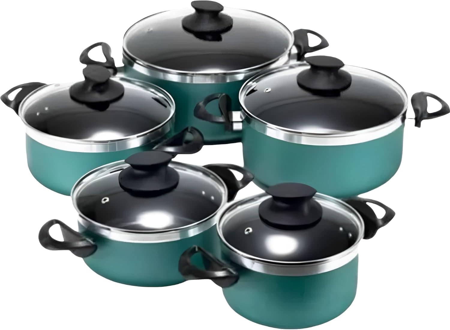 Jogo de Panelas 5 Peças Grossa Verde Tiffany Teflon Preto Co... - Image 2