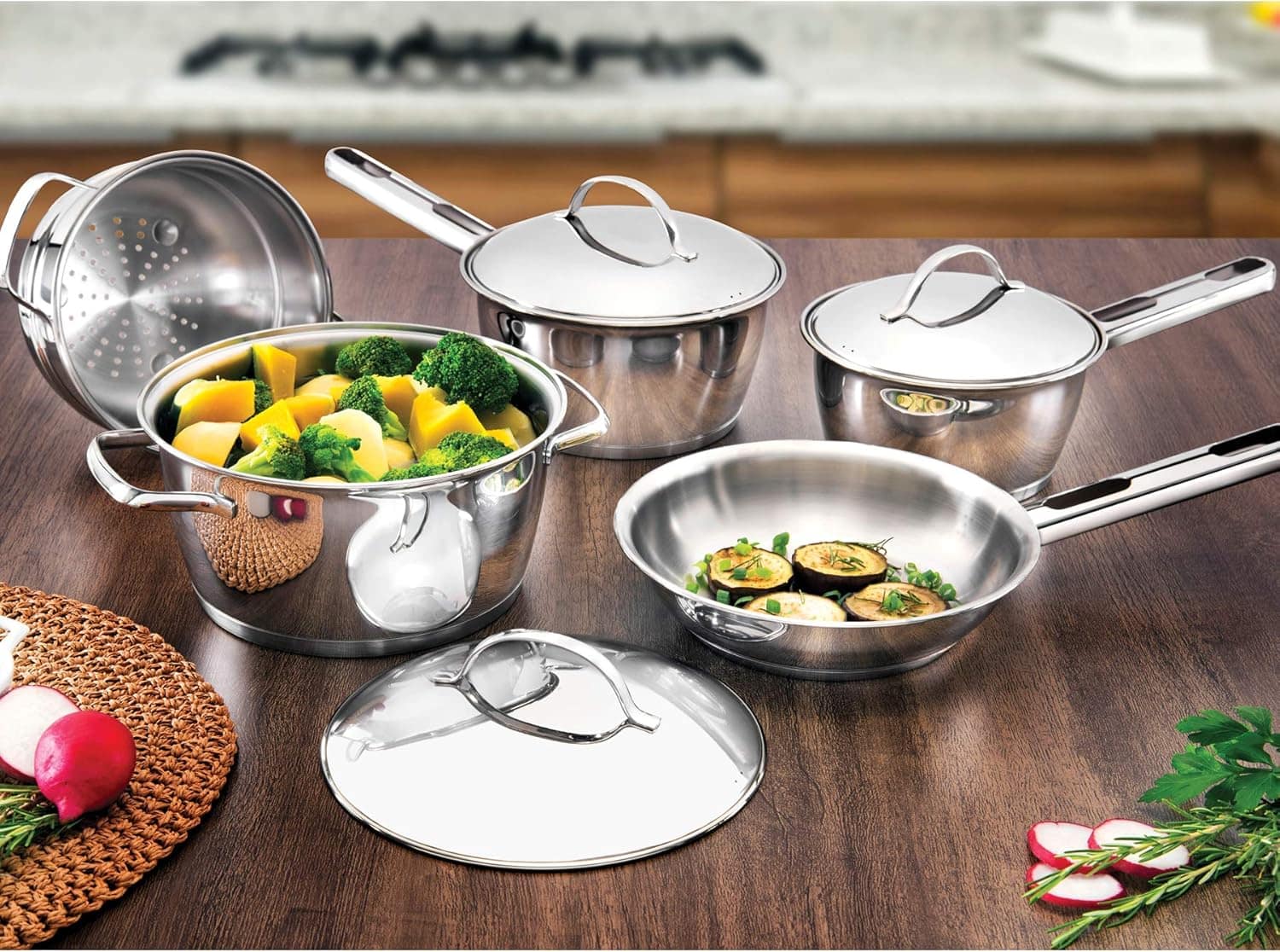 Jogo de Panelas Tramontina Aço Inox Allegra 5 Peças Fundo Tr... - Image 2