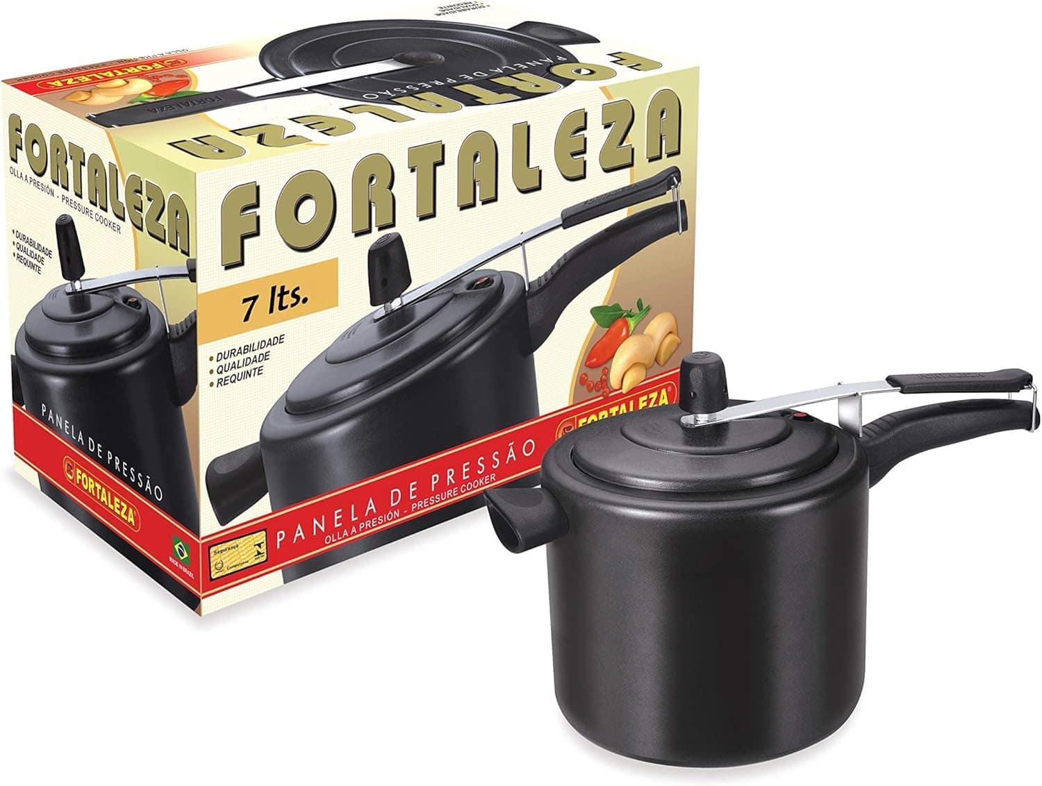 Panela Pressão 7. 0 Alumínio Fortaleza Preto - Image 2