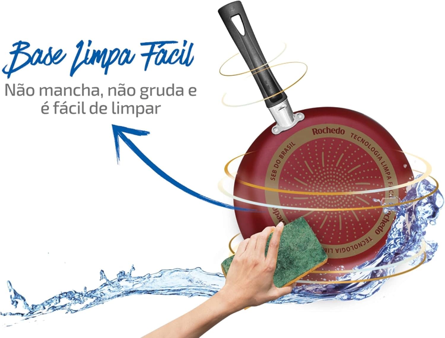 Frigideira Funda Rochedo Limpa Fácil Vermelho 22cm - Image 2