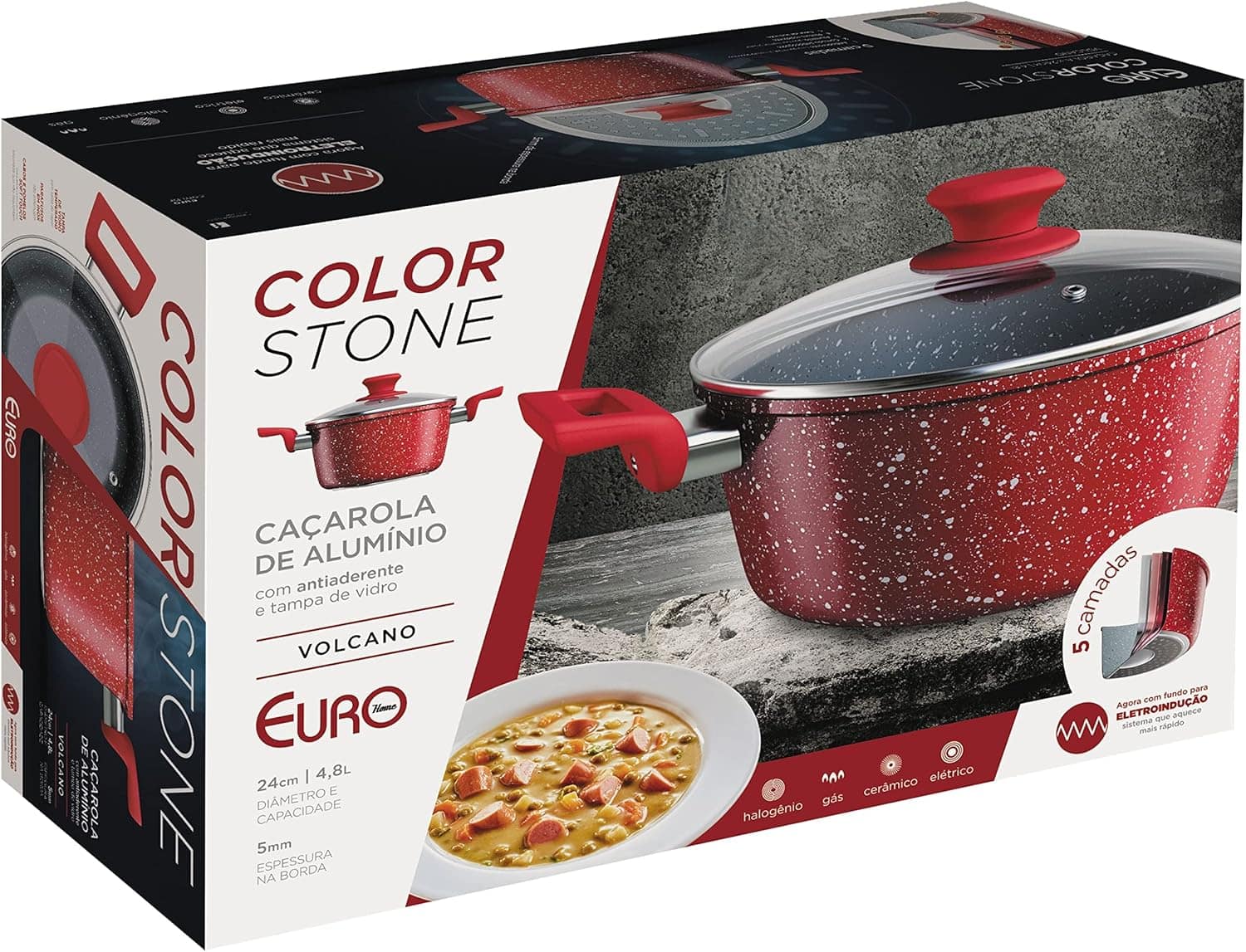 Caçarola 24 cm ColorStone de alumínio com antiaderente e tam... - Image 5