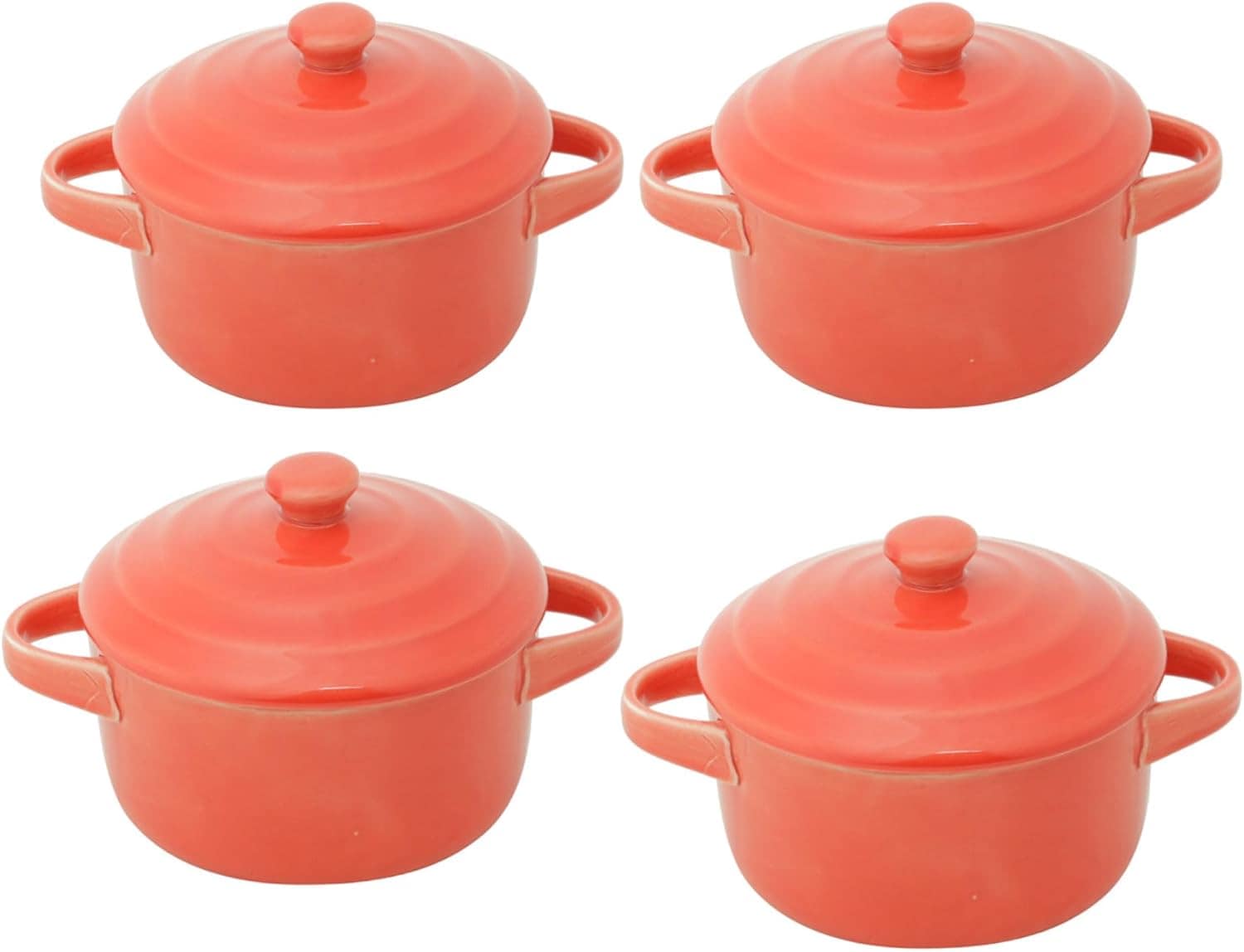 LYOR - Conjunto 4 Caçarolas de Porcelana Farm Vermelha 280ml