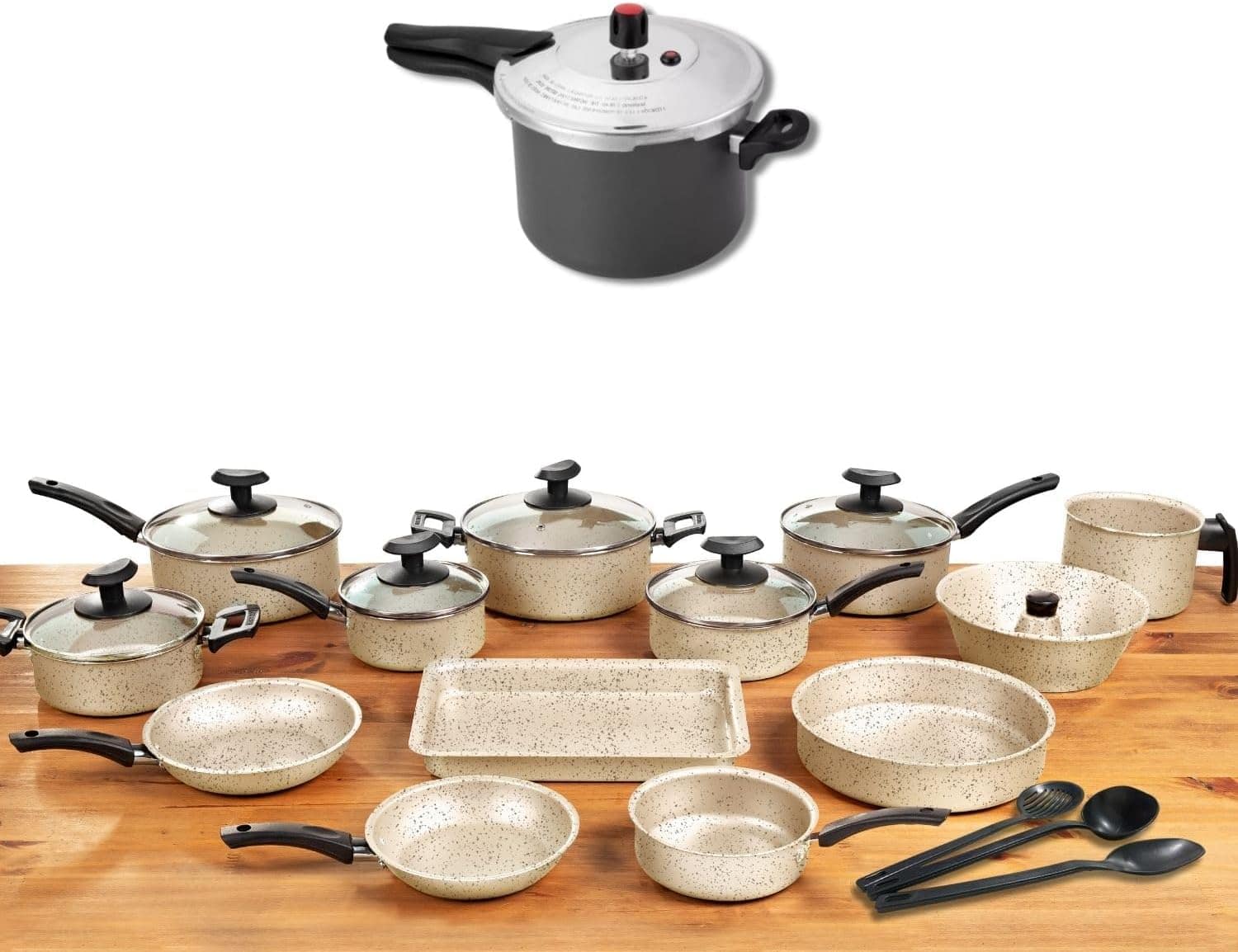 Conjunto Panelas 17 Pc Antiaderente Panela Pressão 4,5l (Mar...