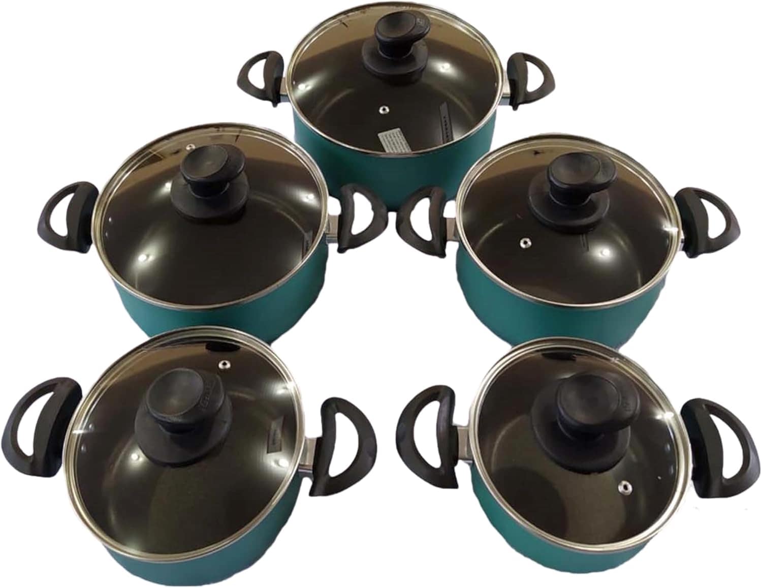 Jogo de Panelas 5 Peças Grossa Verde Tiffany Teflon Preto Co... - Image 3