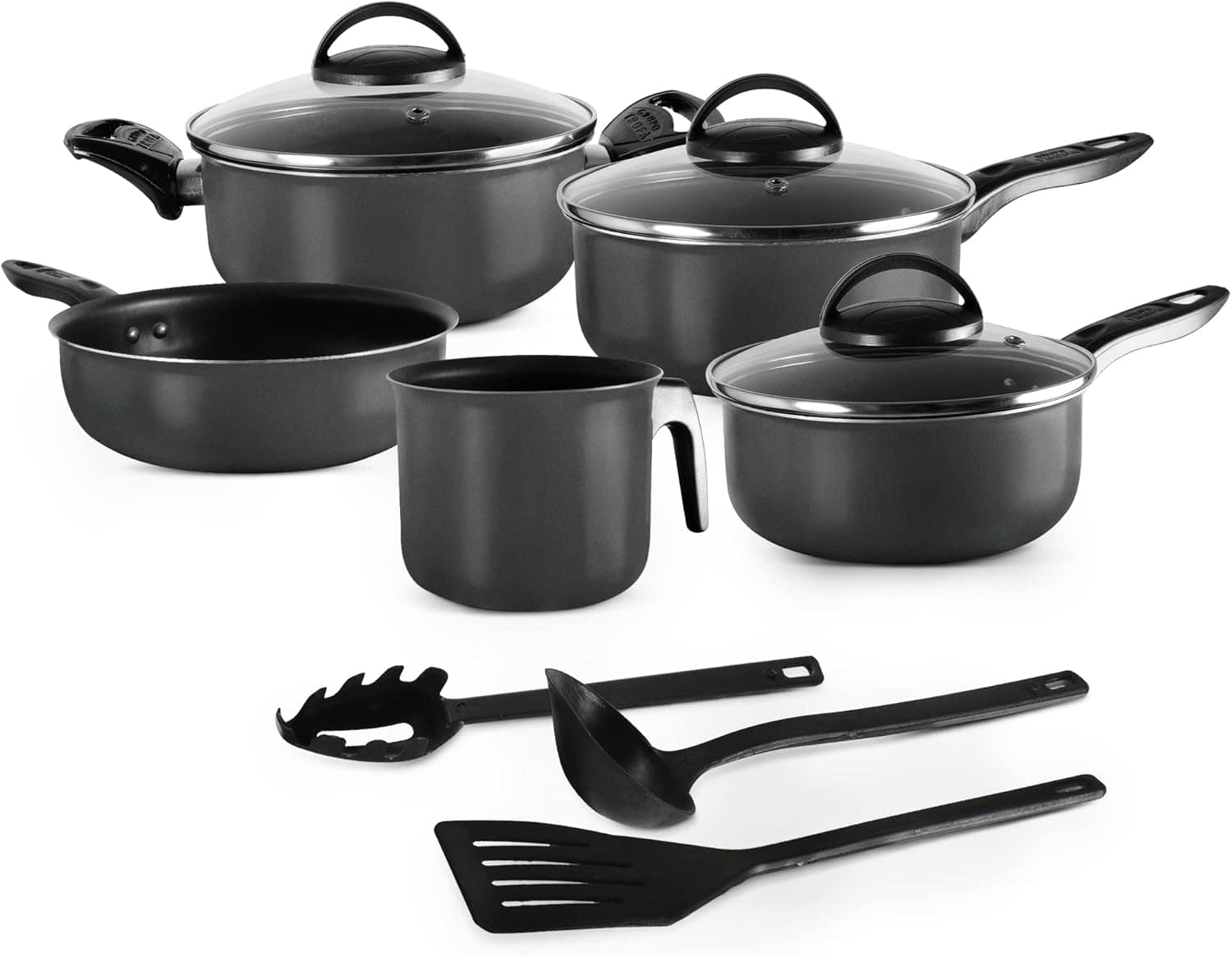 CONJUNTO DE PANELAS TEFLON ELEGAN PRETO 8 PEÇAS MARPAL