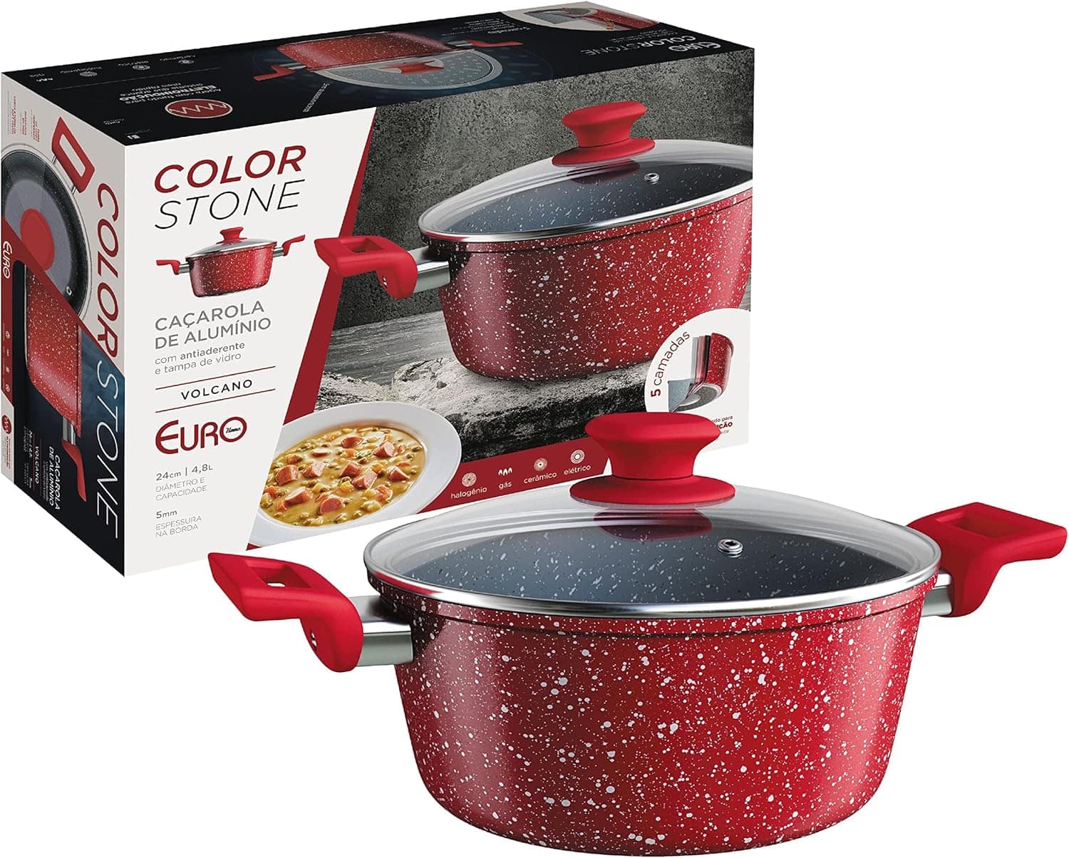 Caçarola 24 cm ColorStone de alumínio com antiaderente e tam... - Image 4