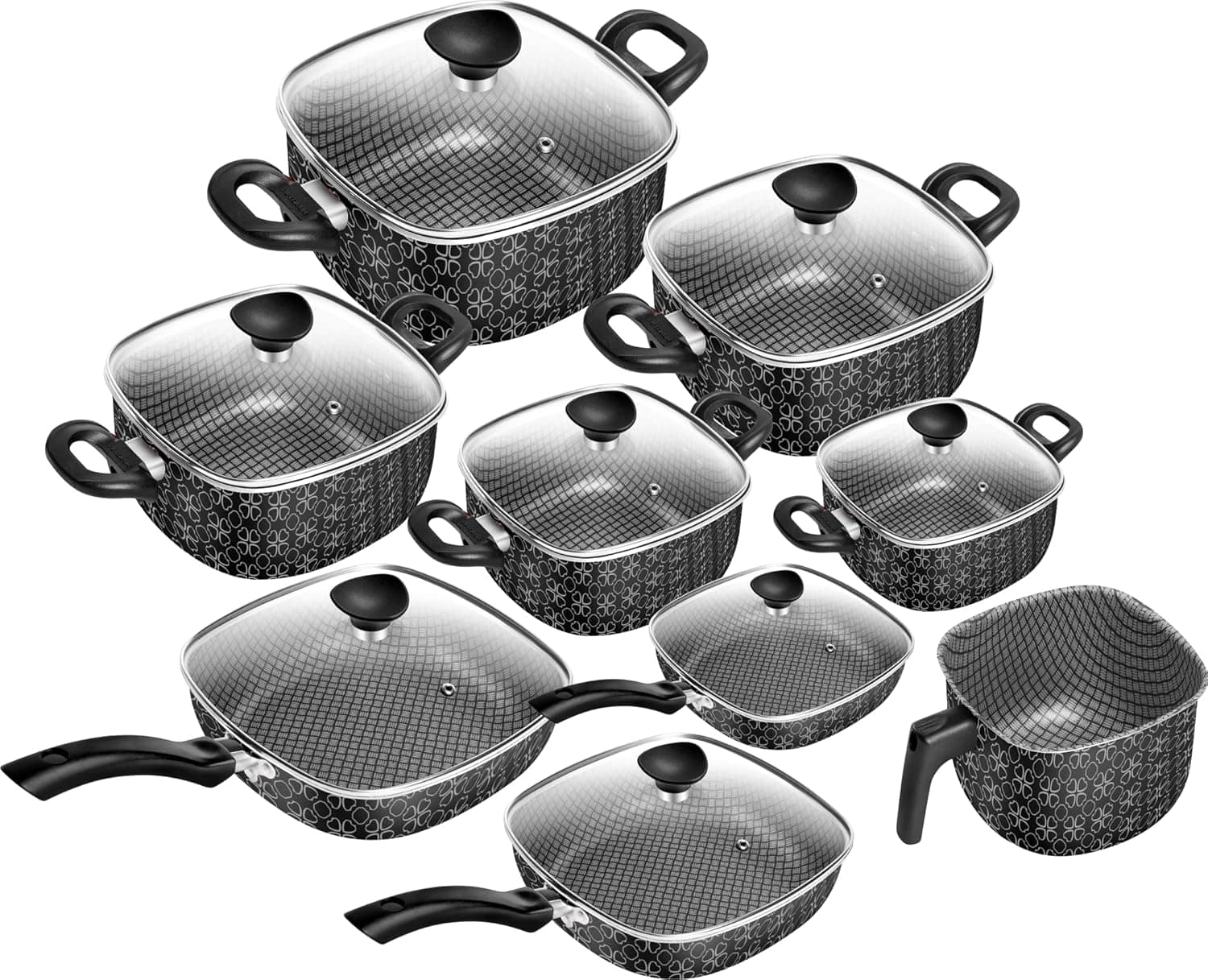 Conjunto 9 Peças Patolux Clear Coat Antiaderente Preto