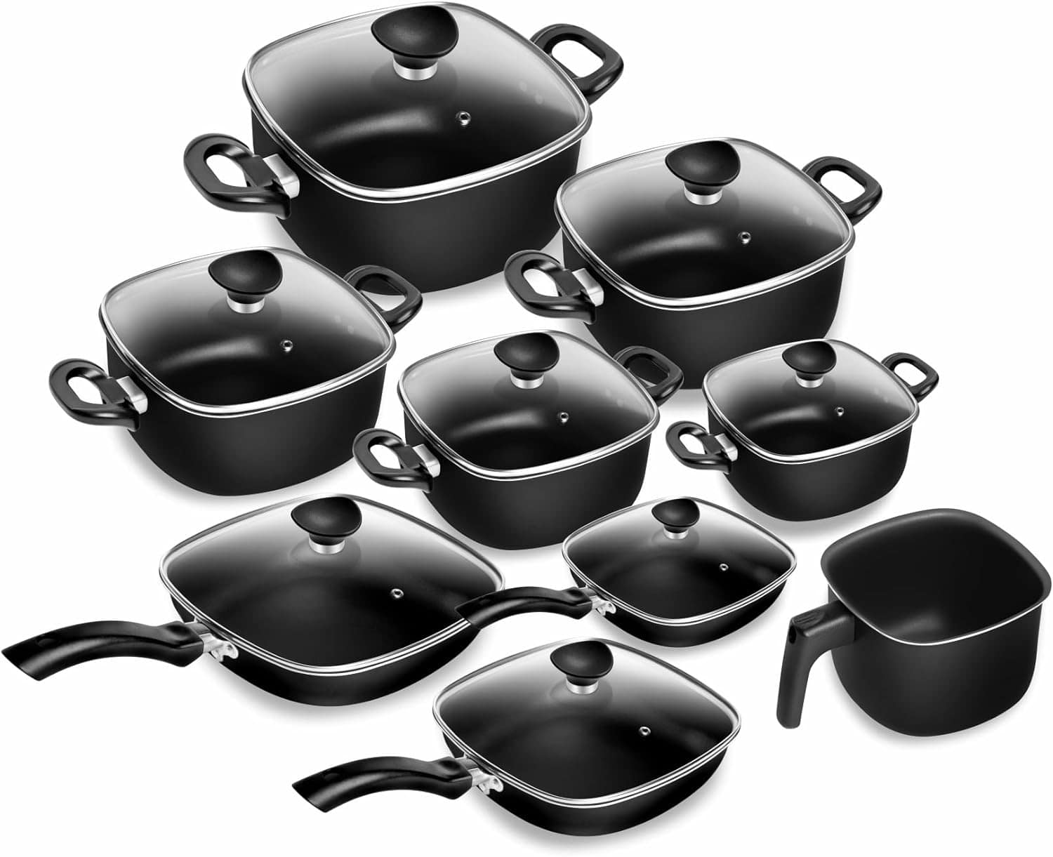 Conjunto de Panelas Quadradas Patolux 9 Peças Antiaderente P...