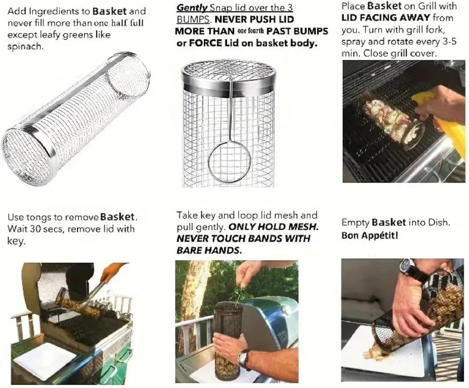 Gaiola de 3 peças + garfo + gancho para churrasqueira com ta... - Image 3