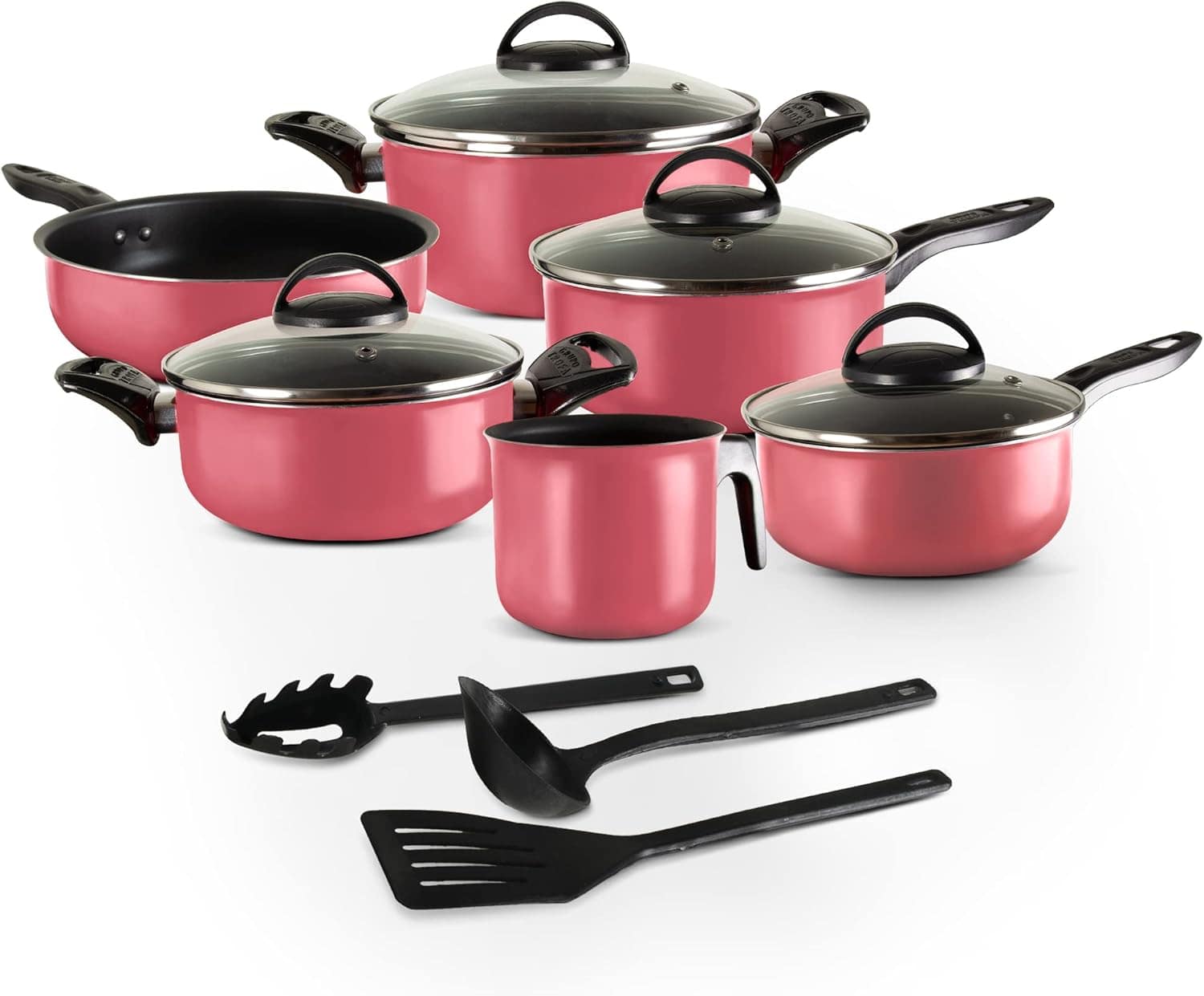 Conjunto de Panelas Antiaderente Teflon 9 Peças Rosa Trofa