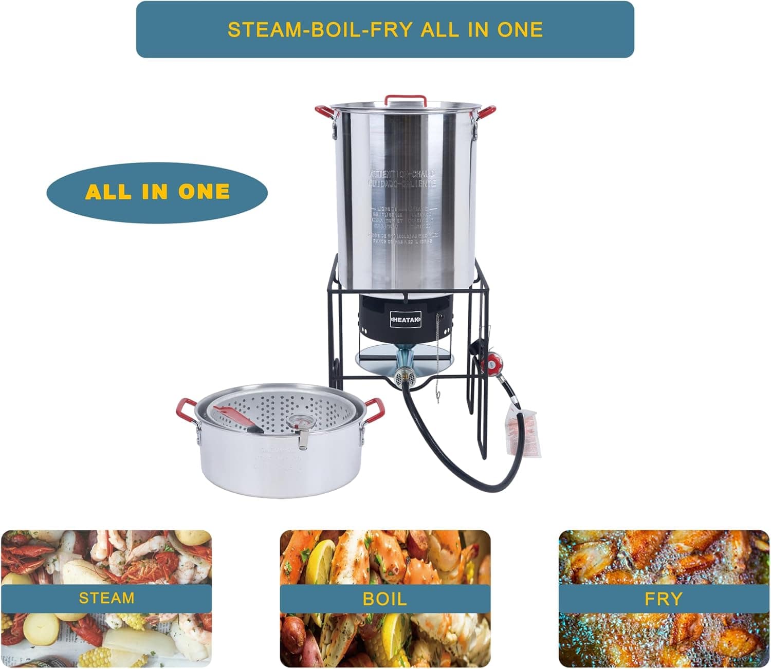 HEATAK Kit combo de fritadeira de peru e fritadeira de peixe... - Image 4