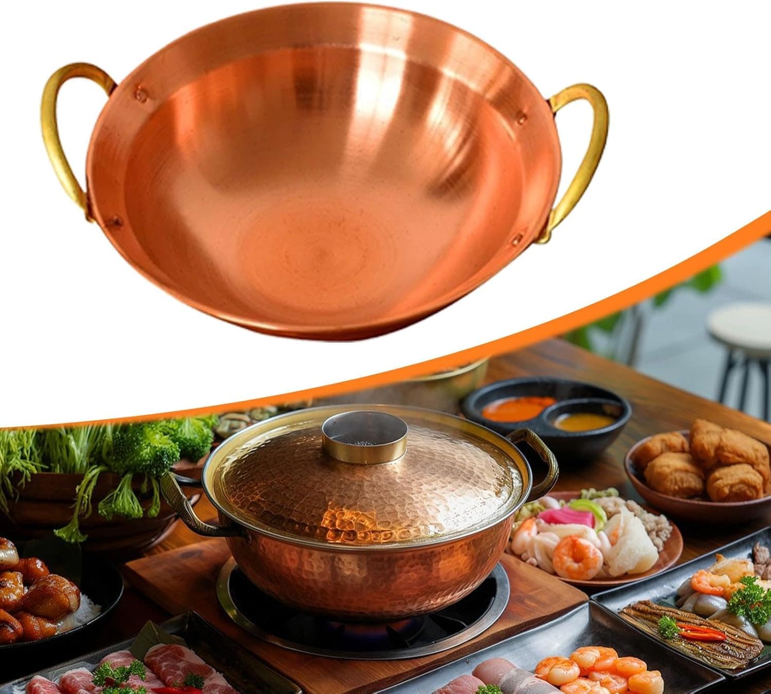 Generic Panela de cobre para fondue, estilo chinês, fácil de... - Image 6