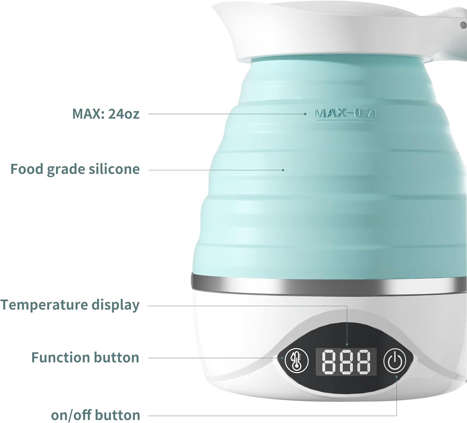 AUCOO Chaleira de viagem dobrável elétrica portátil para águ... - Image 7