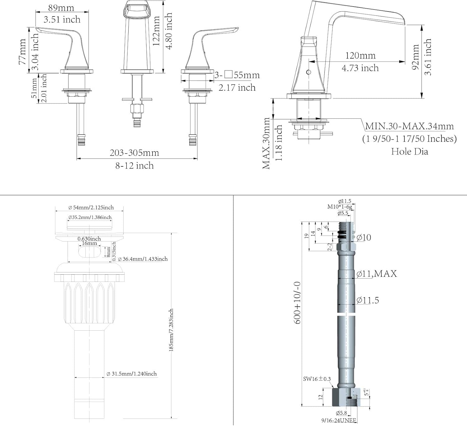 EZANDA Torneira de cachoeira ampla com duas alças, torneira ... - Image 8