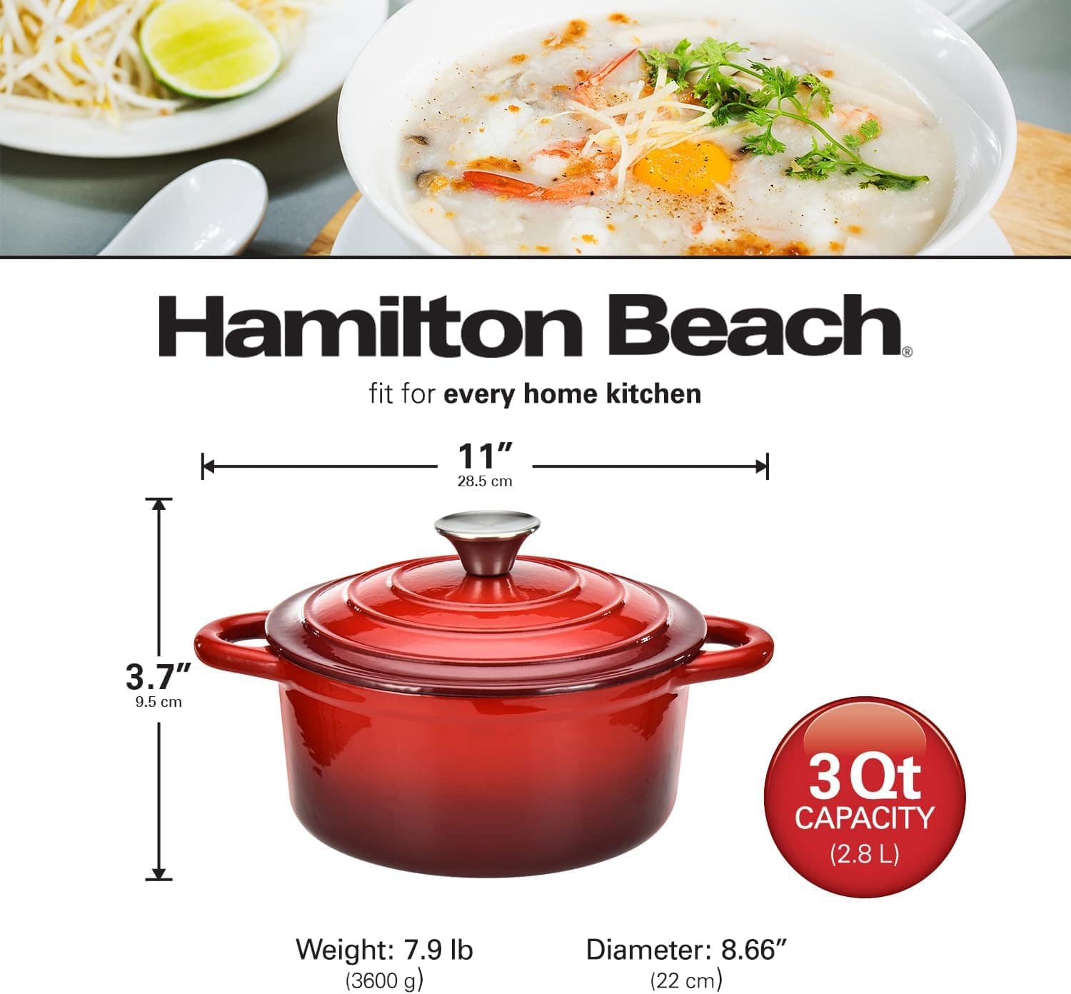 Hamilton Beach Forno holandês de ferro fundido esmaltado ver... - Image 6