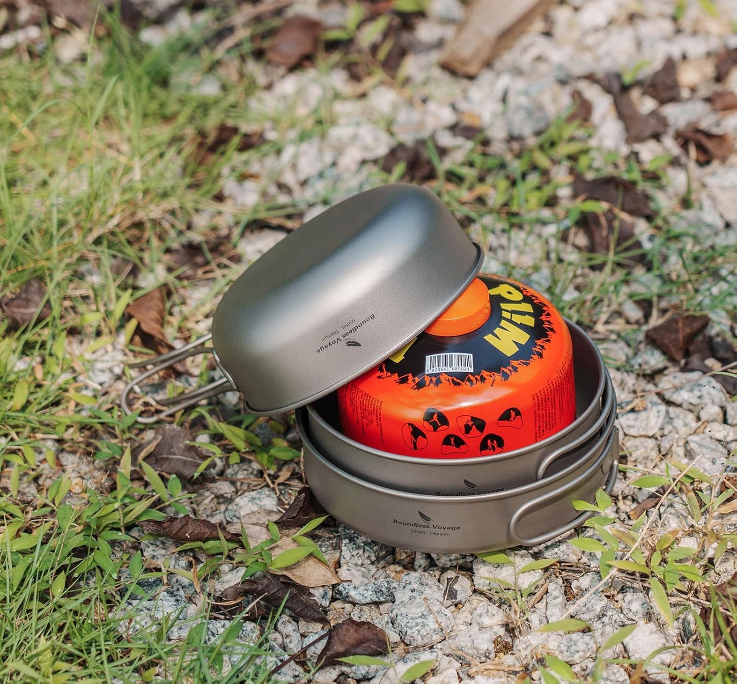 Conjunto de panelas de titânio para acampamento usharedo con... - Image 6